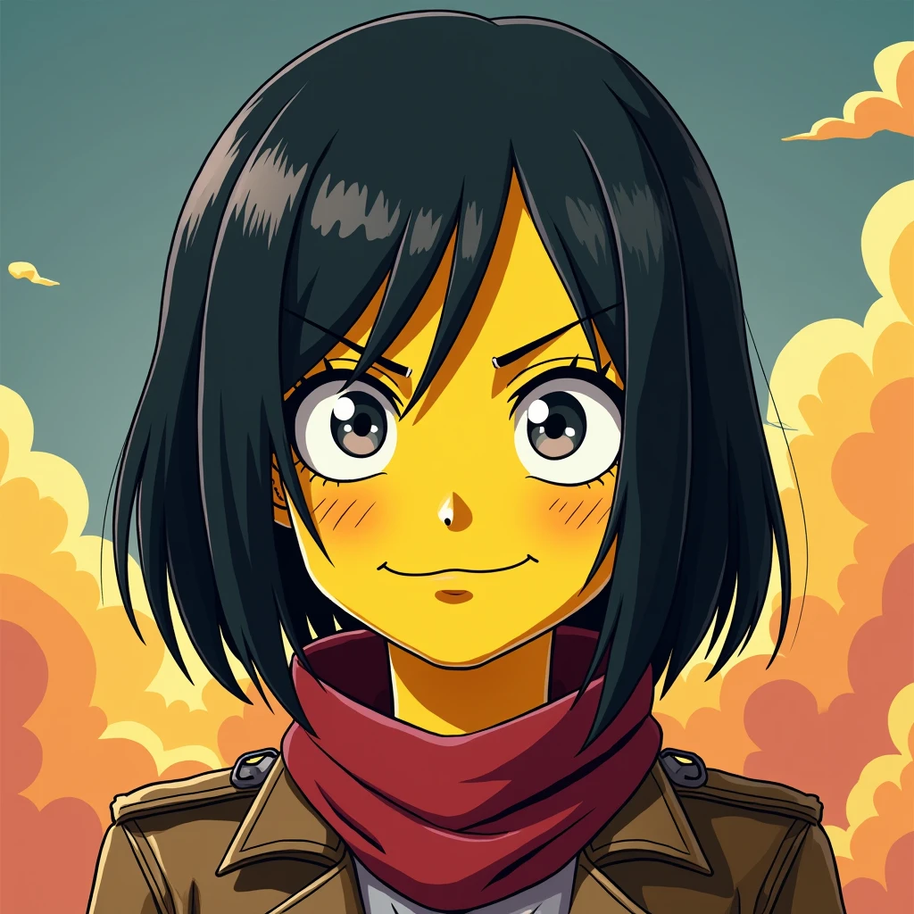 Mikasa The Simpsons style, For an avatar , mischievous smile