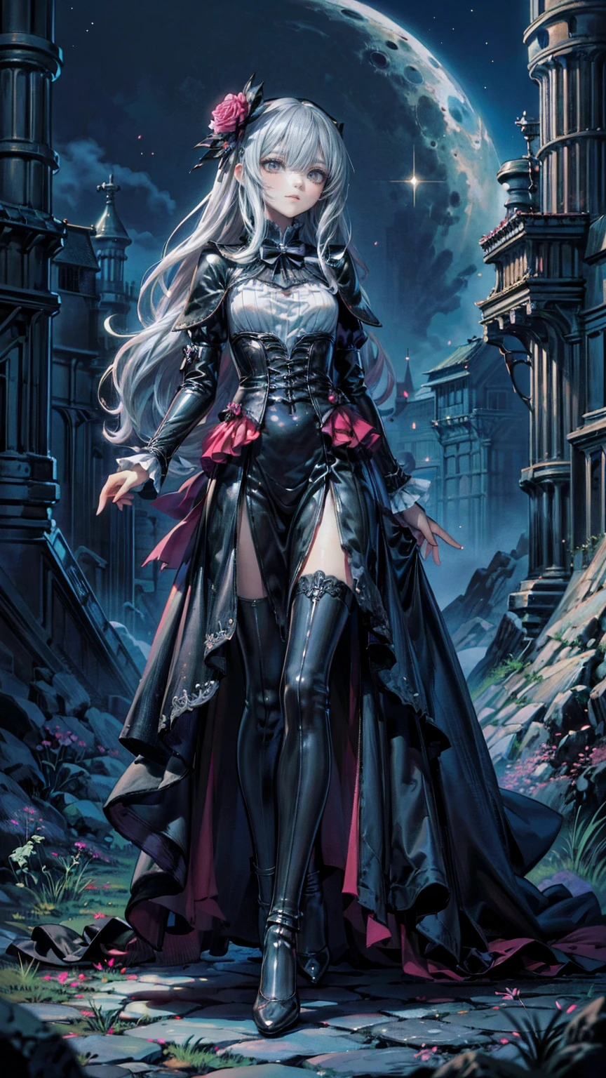  Modin Disney , Arafed,  action shot, Dark  Fantasy Art ,  Fantasy Art , Gothic art,  Picture of a Female Vampire , Exquisite美しさ,  Full Body Shot  , dark glamour shot, pale white skin , Blonde, Long Hair,  Wavy Hair, ( Sparkling Grey : 1.3) eye, she (red: 1.3) red thigh suit, ArmoredDress, she手に剣を持っている, ( Ready for Battle : 1.4) ,  Roses are printed on the suit (black: 1.4) black roses,  High Heels , dark castle, dark, black and color,  Dark Art Painting Style , flower dress, (( 1 Girl, Alone, Alone, Ninim , Gray Hair, redいeye,  hair ornament , Small breasts, Long Hair,  fitness )), ((Alone, (1 Female, Pink lipstick),  very detailed ,  Ambient Soft Lighting , 4K, Perfect Eyes,  perfect face, Perfect lighting , a  1 Girl)), ((blackいドレス,  Long Dress , redい大鎌を振るう, Abandoned castle, Haunted Castle, fog, mist, Knight , Smell of the Moon , Dead Tree)),((masterpiece:1.2)), ((Best Qualityで最高の)),  very detailed なイラストスタイル,  detailed skin texture ,  The texture of the fabric is delicate ,  Extremely Detailed Description , (T Masterpiece), Super beautiful illustrations,  The face is very well drawn , RAW Photos, professional, Fine painting,  complicated details ,  super detail ,  intricate decorative details  ,  perfect anatomy, real, (ファッションモデルに扮した超美しくてクールな青いeyeの銀色のキツネの***), Beautiful normal breasts , (Beautiful and shiny silver hair), (美しい澄んだ青いeye), (Exquisite, Beautiful and clear eyes:1.6), ((Rich in details、Exquisite autumn and winter fashion brand clothing)), smile, ((Model is walking)), ((Staring at me)), ((During the day)), ( A collection that details and beautifully summarizes special places in Paris ), (8KBest Quality壁紙), ( Very meticulous 、Beautiful background) 、 appears in the center of the lunar wilderness ,  as a miner on the Moon ,  emits fantastic light in a desolate environment . This enchanting person ,  wears a shining silver and gold costume ,  radiates wisdom and power from the other world .  , 一筆一筆が非Realisticな美しさと神秘を伝える.  Every characteristic exudes luxury in the midst of fantasy , 普通を超越する真の視覚的masterpieceを体験する.、 Huge Tree with Blue Glowing Branches and Roots,  very detailed , Complex and Brilliant , Fantasy Landscape ,  Aether Atmosphere , (Best Quality,8k, Kampala,masterpiece:1.2), ultra detail ,(Realistic,photoRealistic,photo-Realistic:1.37), digital art ,  Cinematic Lighting ,  Dramatic Lighting,  bright color,  Glowing Elements , Mysterious, Amazing, Magical realism,  concept art,、A whimsical and graceful fairy ,  Fascinating heavenly eyes that shine with unbelievable wisdom :  sparkling wings adorned with beautiful jewels ,  this scene embodies the fusion of elegance, charm, and luxury that embodies the viewer Exquisitely detailed Captured in acrylic painting ,  Golden hair flowing down from a dress studded with crystals . この画像は精巧なディテールと bright color彩で描かれたデジタル絵画である。.  The existence of fairies is fascinating and timeless ,  This scene embodies a fusion of elegance, charm, and luxury that makes the viewer feel .
