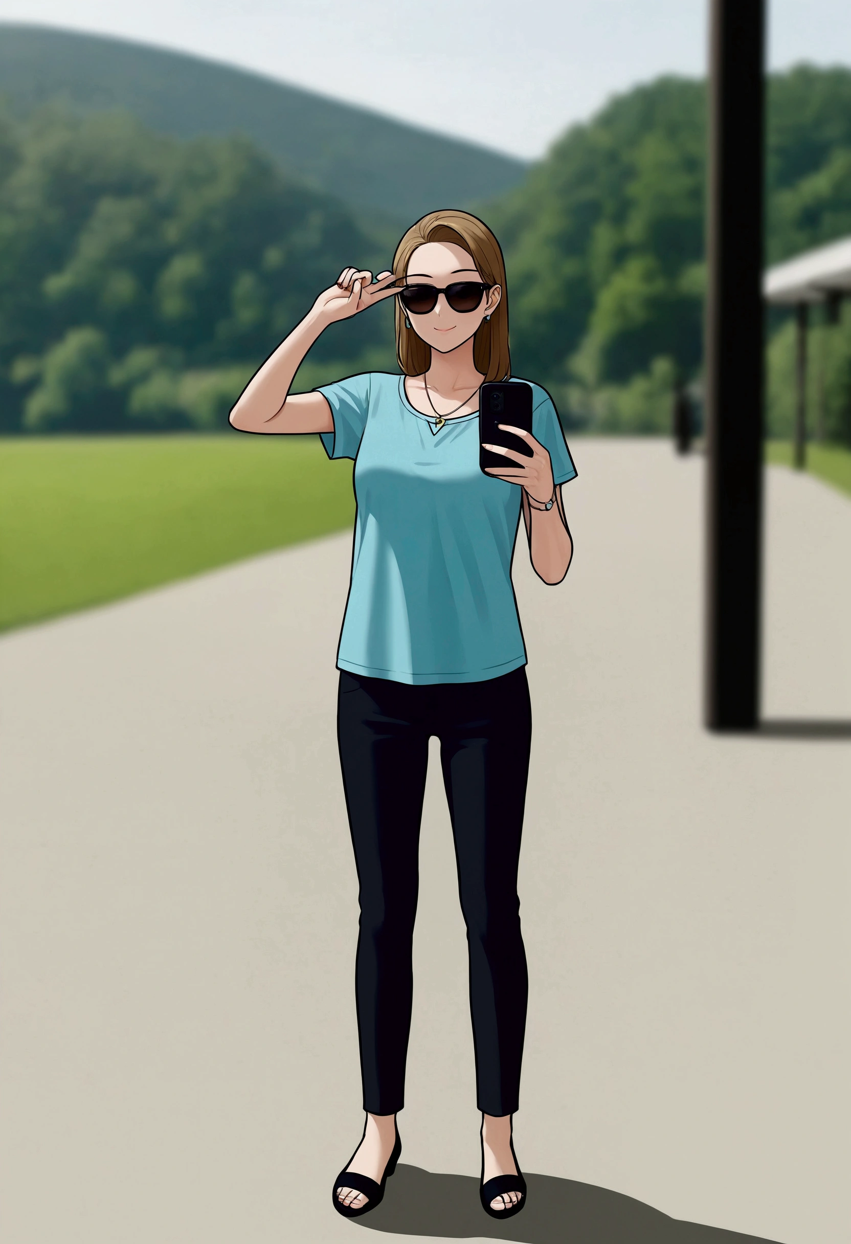 plano general,  full body,  a heterosexual couple :1.3,  in a fun pose with sunglasses,  doing a fun pose ,  like taking a selfie , modern youth clothing ,  bold and fun colors , blurred background, anime style, UHD, Retina, masterpiece, Accurate,  Anatomically correct , textured skin, Super detail, high details,  high quality ,  award winning , best quality, highres, 1080P, HD, 16K