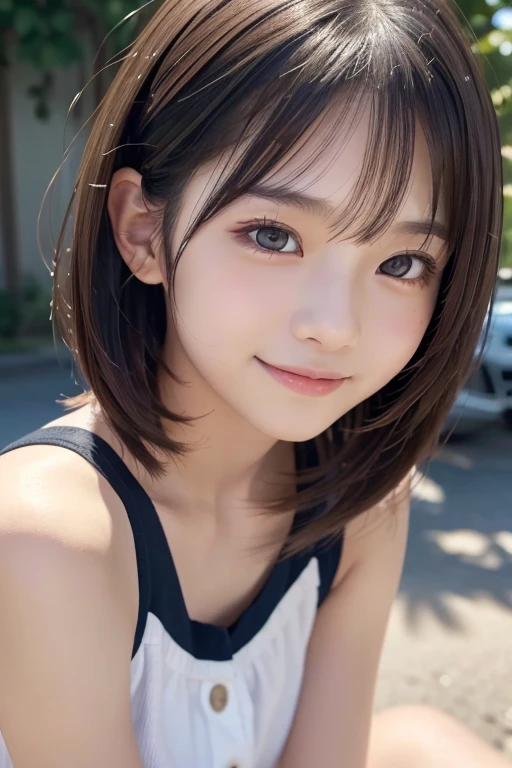 12 years old, (japanese Famous idol:1.4) (1cute girl:1.4) (very young face:1.4) best quality, face focus, soft light, ultra high res, (photorealistic:1.4), RAW photo, 1japanese girl, solo, cute, (pupil, lights in the eyes), detailed cute face, (small chest),(high resolution detail of human skin texture), Dress, (portrait)