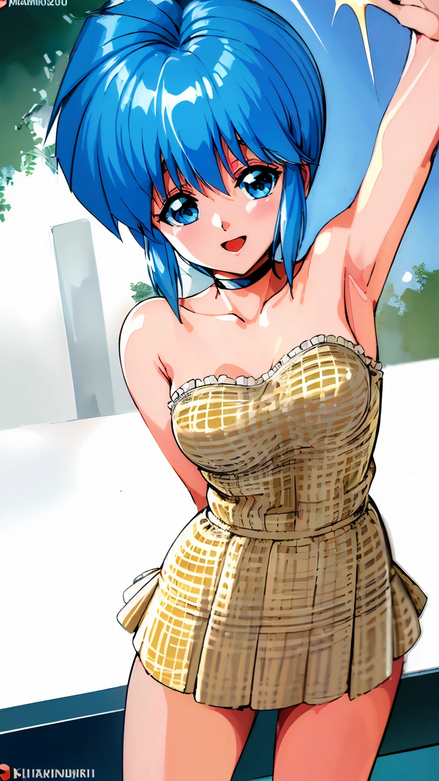 ( best quality, 8k, 32K, masterpiece,  ultra high resolution:1.2), Blue Hair,  short haired , Saki Nijino, Completely naked, Small breasts, Wide legged, bath, smiling sexual , lure,  shows her genitals, Massage the breasts, masturbating in public, Lewd