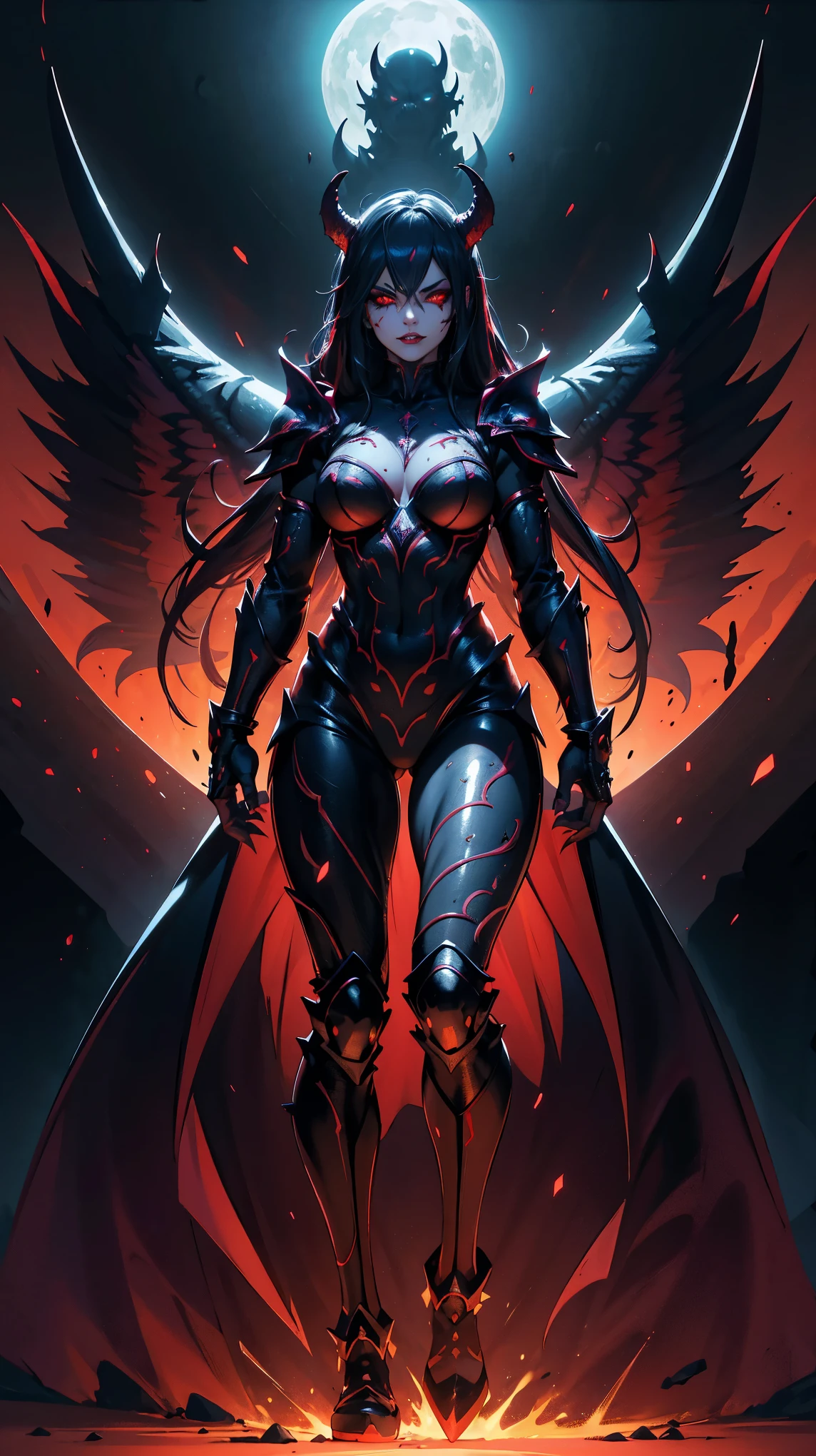 Full body portrait, Milf, 1girl, evil look, sexi, claws, demonic armor, facepaint, bodypaint, red glowing eyes, combat stance,  dark aura, menacing, psychotic, highly detailed, vibrant appearance, creative behavior, imaginative, sensual, spontaneous, highest quality, skin texture, intricate details, (cinematic lighting), RAW photo, 8k, masterpiece,best quality,ultra-detailed,very detailed illustrations,extremely detailed,intricate details,highres,super complex details,extremely detailed 8k cg wallpaper,