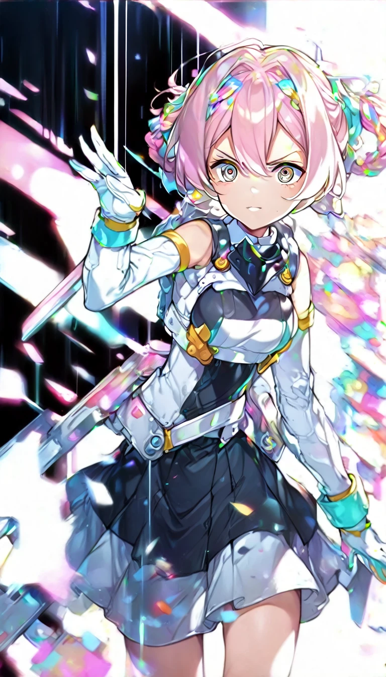 (pink hair:1.2), (militaristic dress:1.1), (light-colored gloves:1.0), (action pose:1.3), (anxious expression:0.8), (pastel color palette:1.2), (bright lighting:1.5), ( anime style:1.0).
pink_hair, militaristic_dress, light_gloves, action_pose, anxious_expression, pastel_color, bright_lighting, anime_style.classroom:0.6),( gently waving:0.4).  (The style should be reminiscent of popular light novel illustrations:0.3), (with a focus on soft shading and delicate linework:0.6).Japanese.Big eyes.best quality, chilloutmix.masterpiece, extremely delicate and beautiful, extremely detailed, **** school girl show panty, (photo realistic), (school uniform), small breast, finely detail, best quality, official art, extremely detailed CG unity 8k wallpaper, absurd res, incredibly absurd res, ultra-detailed, (ultra high res), extremely detailed, beautiful detailed girl, extremely detailed eyes and face, beautiful detailed big black eyes, light on face, professional lighting, white shirt with blue co