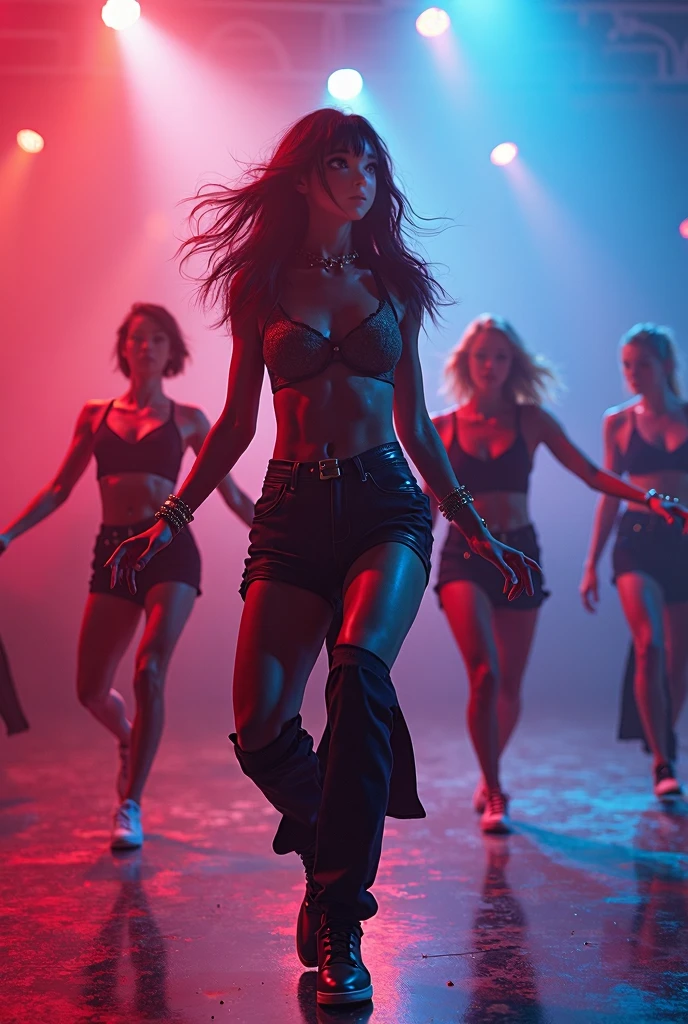 cover is designed to captivate techno and hardcore fans with a dark and energetic aesthetic, featuring a cityscape at night and a crowd dancing in a techno club, with bold colors and textures that evoke a sense of movement and energy.