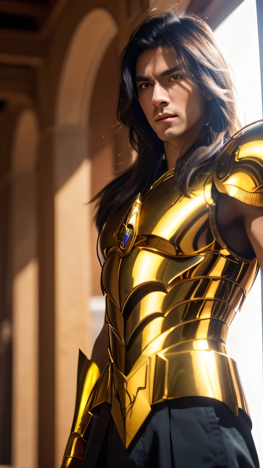 (((1man)))  a hyper realistic ultra detailed photograph of a handsome japan man full pose style photorealistic full pose style Milo at agreek ruins background, tattered Scorpio gold half shiny metal armor, long brown hair, blue eyes, dynamic pose, detailed symmetric beautiful hazel eyes, detailed gorgeous face, 30-megapixel, 4k, Canon EOS 5D Mark IV DSLR, 85mm lens, sharp focus, intricately detailed, long exposure time, f/8, ISO 100, shutter speed 1/125, diffuse back lighting, award winning photograph, facing camera, looking into camera, monovisions, perfect contrast, High sharpness, facial symmetry, depth of field, ultra-detailed photography, raytraced, global illumination, TanvirTamim, smooth, ultra high definition, 8k, unreal engine 5, ultra sharp focus, award-winning photograph, trending on artstation, realistick 8k