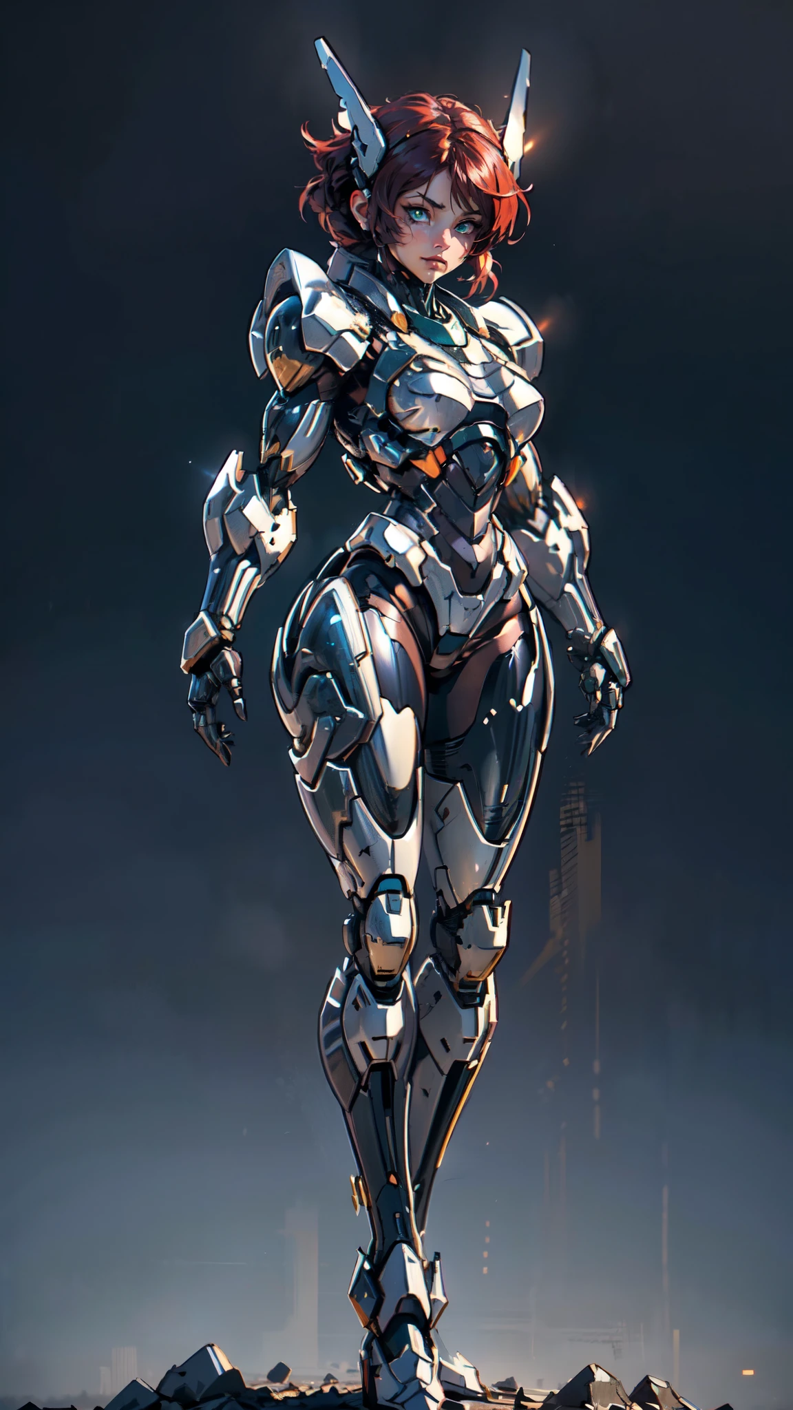 (masterpiece:1.5, best quality:1.5, extremely delicate:1.5), ((Female:1.2)), Biomimetic humanoid Mecha, green eyes, fully enclosed shoulder guards, matching arm and leg guards, gemstone, full body, full armor, the design balances heavy with agility, organic biotech armor, (the color scheme is primarily White and Purple with Black and Red accents, concept Inspired by Kunoichi, glowing eyes, the armor glows), standing, floating high above the futuristic sci-fi city, a finely crafted Super robot in anime style, exquisite and mature art style, feminine, metallic, dramatic, high definition, highres, ultra-detailed, ultra-fine painting, professional, anatomically correct, symmetrical face, extremely detailed eyes and face, high quality eyes, creativity, RAW photo, UHD, 32k, Natural light, cinematic lighting, (masterpiece-anatomy-perfect:1.2)