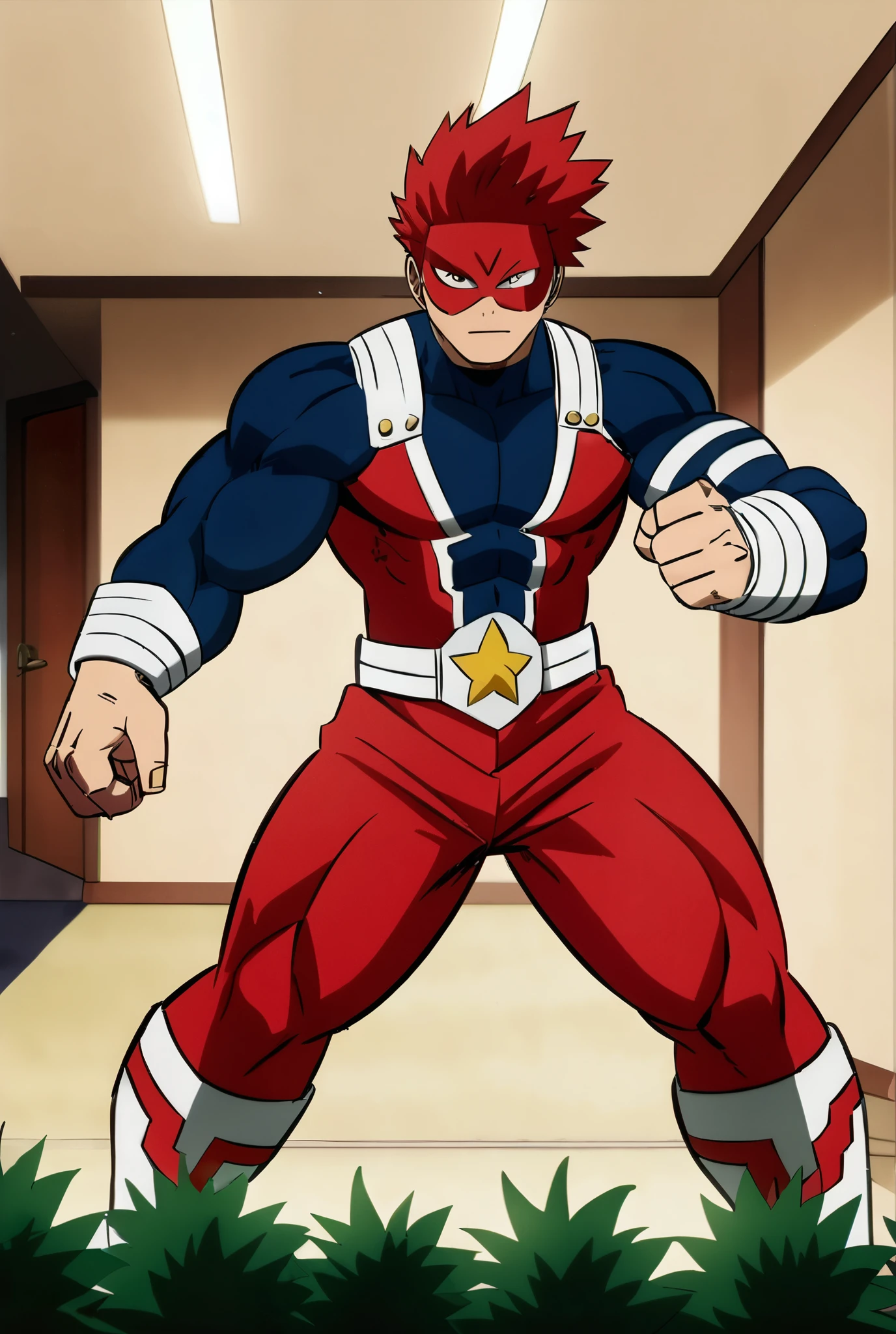  Wrestling pro hero , red mask, muscle shirt, MHA style , Anime style, my hero academia,  Boku no hero Academia, pro hero