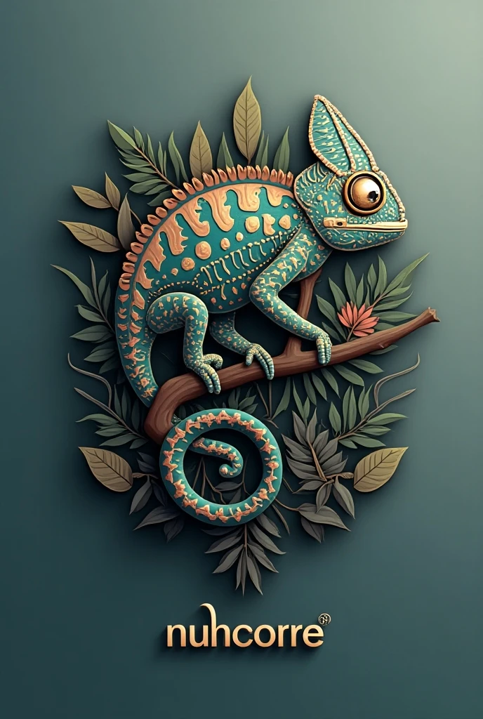  logo with a chameleon and the name "NuhCorre"  representing an inclusive and formal company