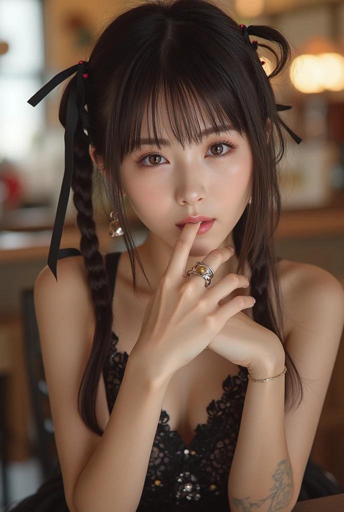 low angle shot、Full body shot、Hotel room at dusk、窓際に立っているwith a girl：1.1、her hair is black and very short、14 years、small face、Moist eyes、natural makeup、((look straight at the audience))、light smile、Her face is round and cute、((Upper body red and black enamel corset))、((naked small breasts:1.3))、((naked lower body:1.3))、camel&#39;s toe、(night hotel、with a girl:1.3)、scene：There is a beautiful scene in the background.、A world of cinematic lighting、It&#39;s a great atmosphere、The scene expresses the imagination and sensibility of the girl、(Pubic hair shows completely naked pubic hair) ,more_get used to it:1.5, (More and more_get used to it:1.9)、(((私t will be locked with a small zipper:1.1)))、Full body Esbian、full body shot from below、(pose with legs spread、naked crotch、from below:1.1)、camel&#39;s toe、(Neck Corset、The collar was tied with a chain..:1.1)