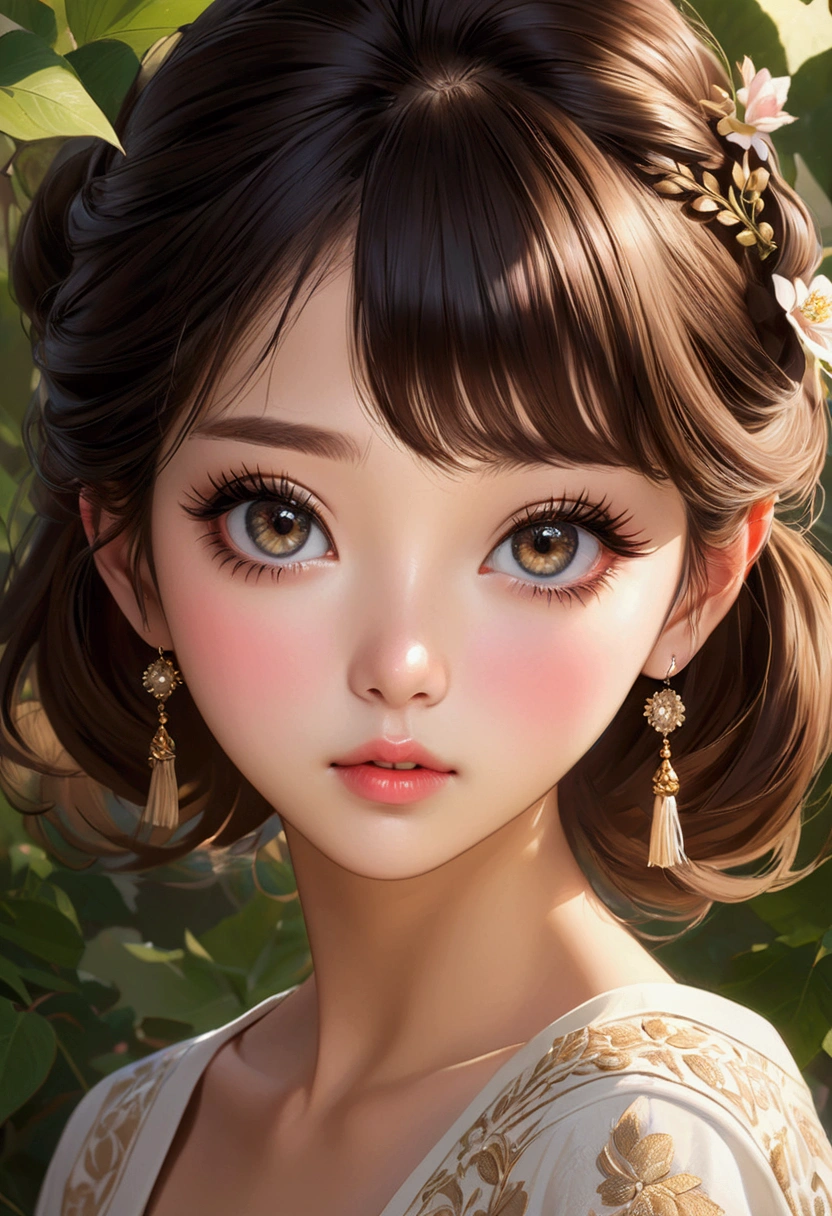 a beautiful young girl, exquisitely detailed portrait, detailed facial features, flawless skin, piercing eyes, lush eyelashes, delicate lips, elegant hairstyle, natural lighting, soft shadows, radiant glow, impeccable composition, photorealistic quality, masterpiece, ultra-detailed, high resolution, ulzzang-inspired aesthetic