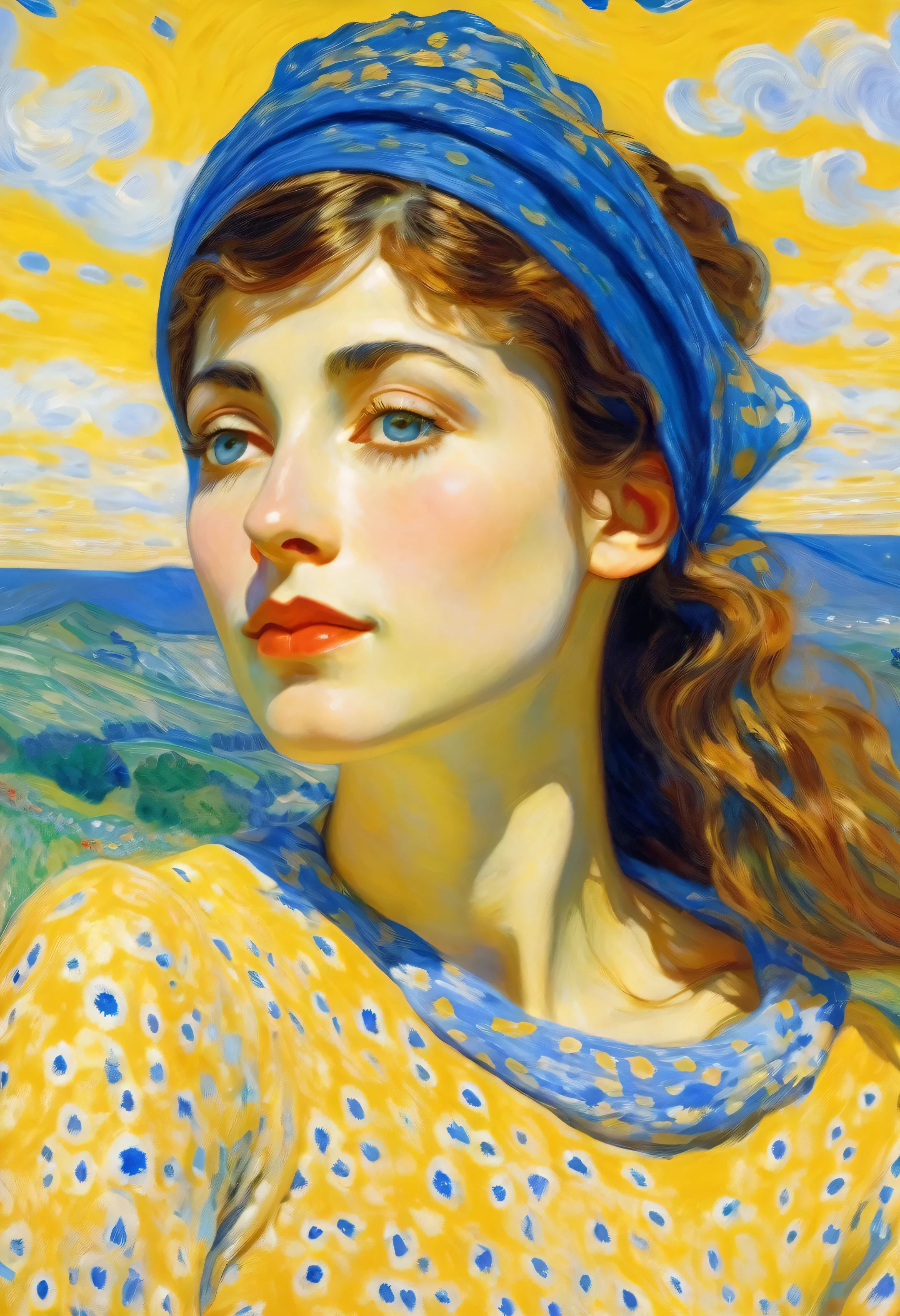  attractive girl ,  gentle look into the sky , elegance,  emotional satisfaction,  extreme detail , 
((art by Pierre Bonnard)), /cadmium:0.3/ultramarine :0.3/azure :0.3/henna:0.3/,  Extremely engaging , art, (( Best quality)), ((masterpiece)), ((realistic)), (perfect), 8 k, 