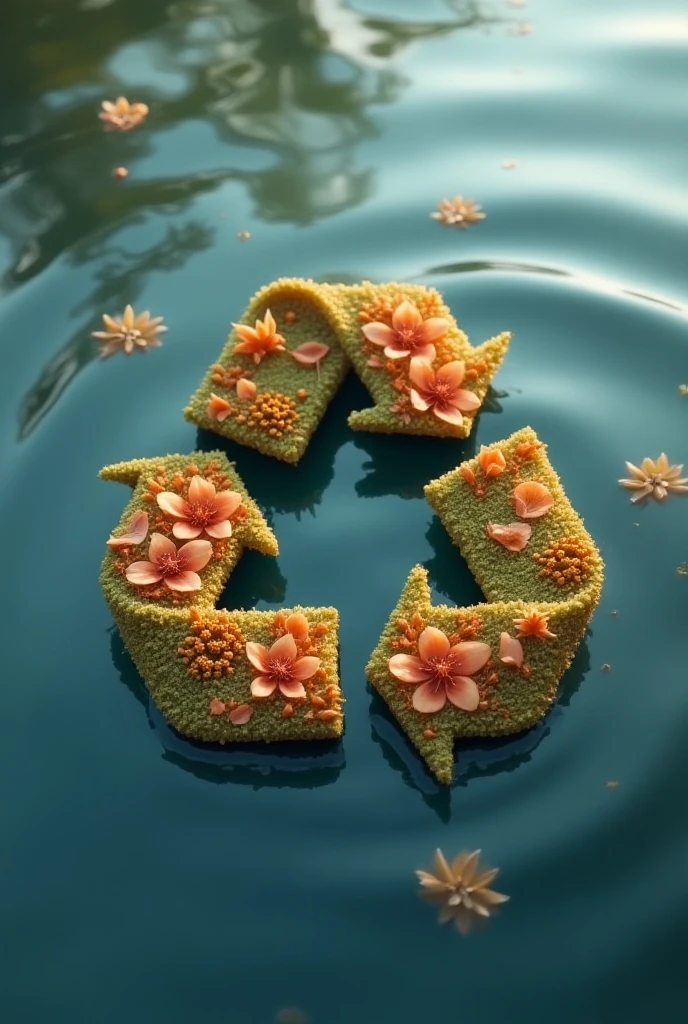 recycling flower with earth colors in water with waves