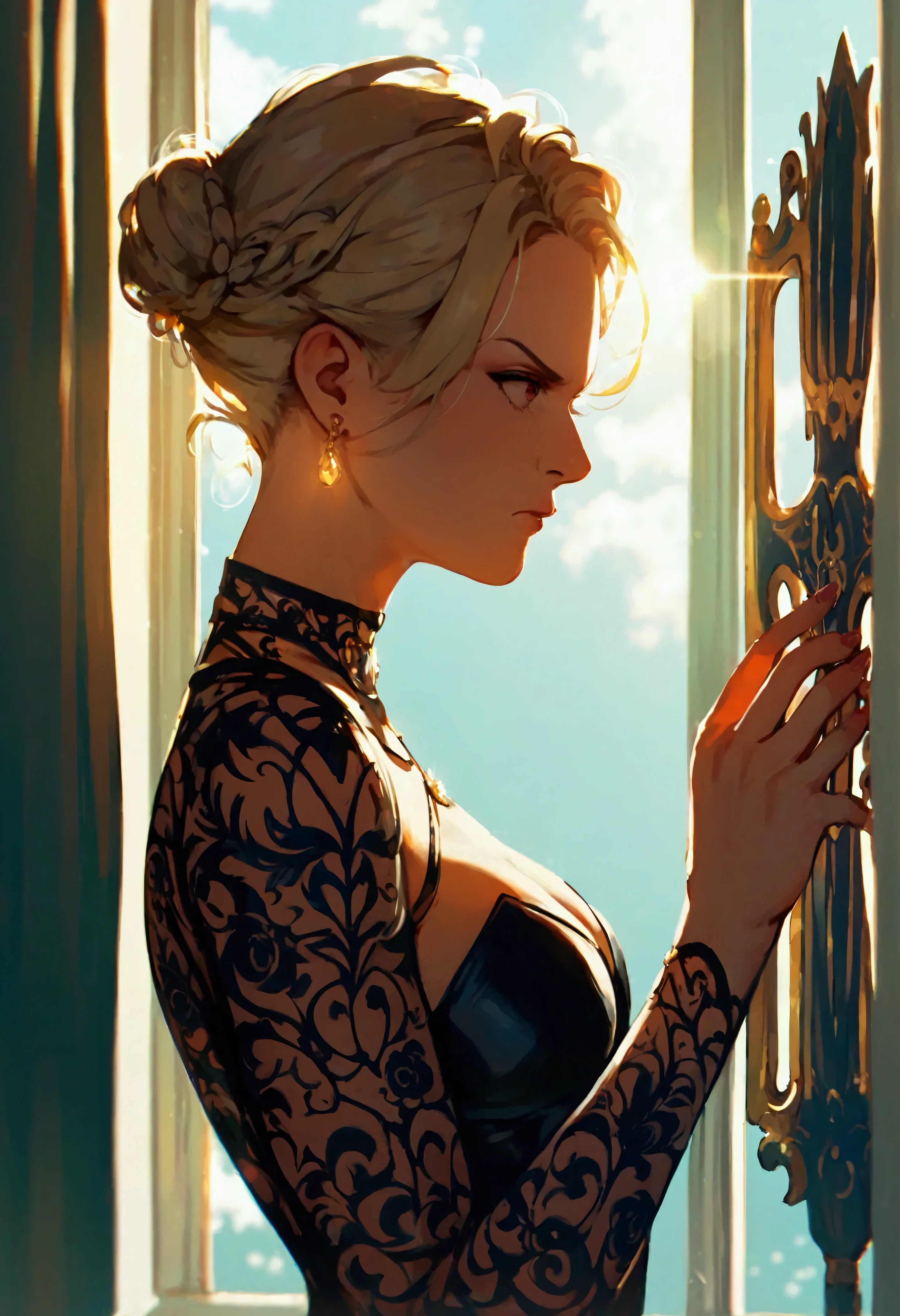 score_9, score_8_up, score_7_up, a woman spy, breaking into a safebox, wearing an intricate elegant leotard, black leotard, blond hair, dynamic hair style, sexy dress, in a elegant, high class office, 16K, ultra detailed, masterpiece, best quality, (extremely detailed), arafed, action shot, background, Wide-Angle, Ultra-Wide Angle, 16k, highres, best quality, high details, determined face, god rays, cinematic lighting, glowing light, silhouette, from outside, photorealism,
