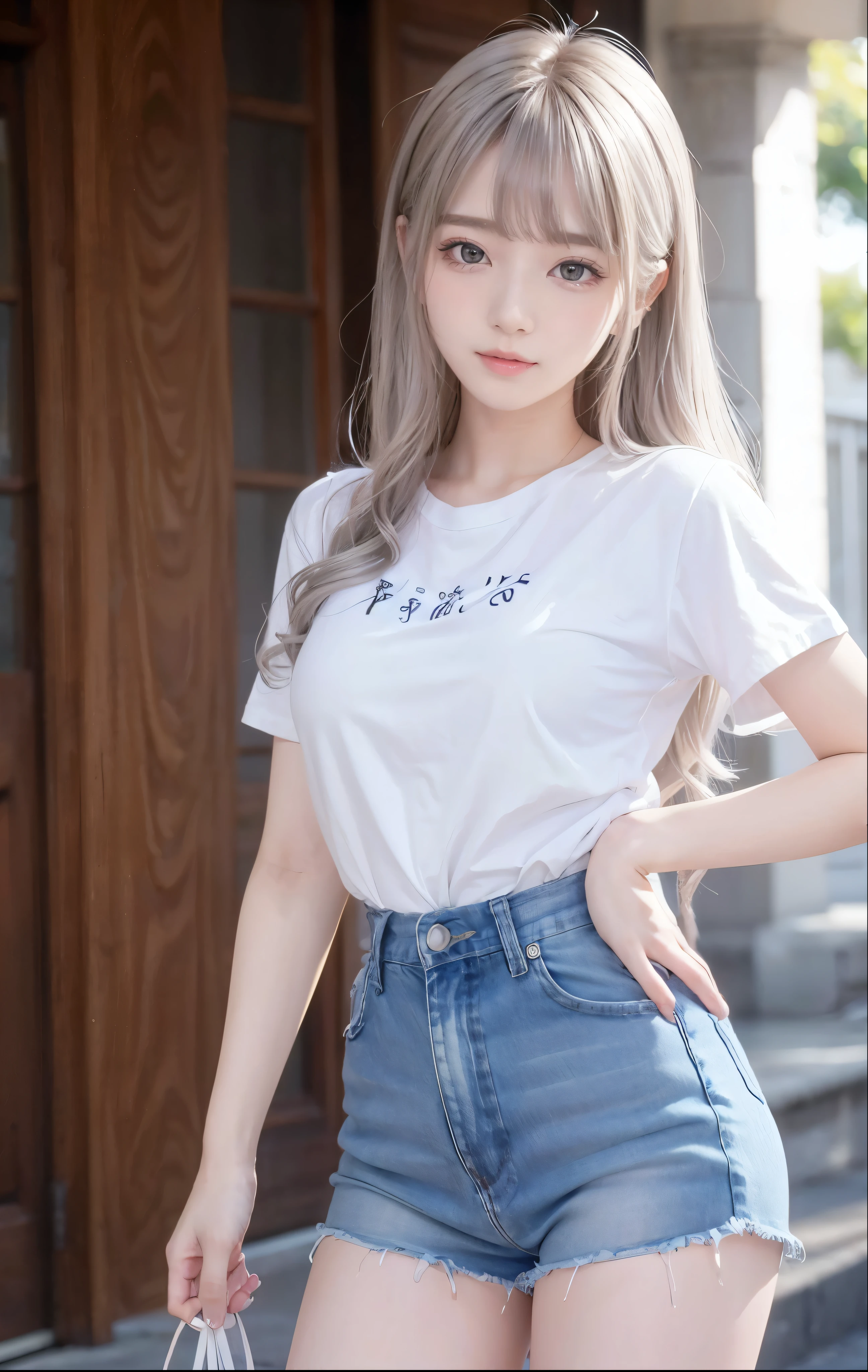 shiny silver hair、ผมlongตรงเรียบลื่น、ผมสีบลอนด์longสลวยเป็นมันเงา、 , pretty little face 、Beautiful girl、 Shiny blonde dancing in front of pretty face、long, Thin curly bangs hidden between the eyes 、very beautiful, bright, big, ไว้ Results จะอยู่ในรูปแบบ XML "Results 、Very big eyes、 hair covering the face 、หญิงBeautiful girlเซ็กซี่ที่มีผมหน้าม้าlongมาก、Very white skin、 Highlight cheeks, shadows 、 beauty, small face 、Round face、cute shirts、หน้าอกbig, embarrassed face 、, jeans, Dave's legs and t-shirt 、