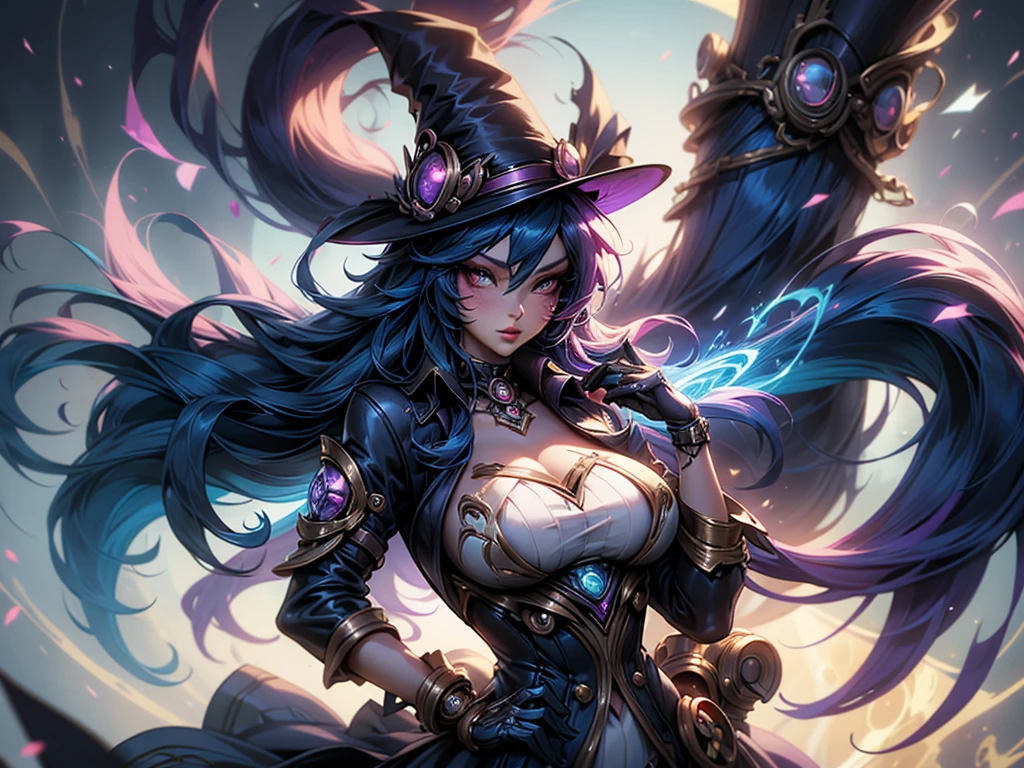 anime girl with a top hat and a gun, caitlyn from league of legends, like lady mechanika, from league of legends, steampunk beautiful anime woman, league of legends style art, samira from league of legends, senna from league of legends, faye valentine, annie from league of legends, league of legends art style, portrait of lady mechanika, nico robin
