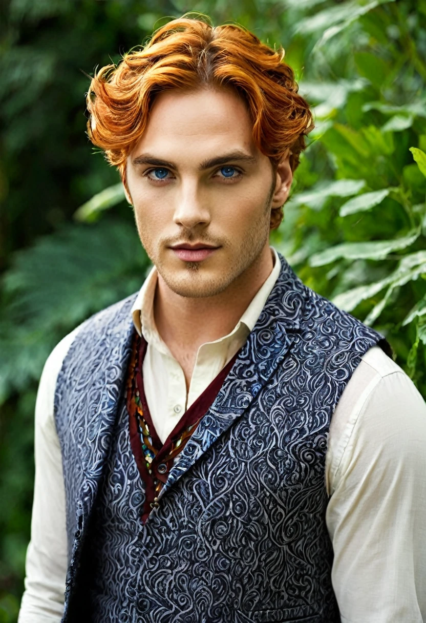  A character from Shadowhunters  .  A 26-year-old son of actors Meryem Uzerli and Jordan Patrick Smith . He has the facial features of both but I inherit Meryem's wavy red hair and Jordan's blue eyes in the shape of Meryem's eye. He has pointed fairy-like ears and a fine tattoo around his string of leafy branches..He has the body of Jordan .  He wears elegantly in a shirt and a hand-woven wool vest in bohemian style .