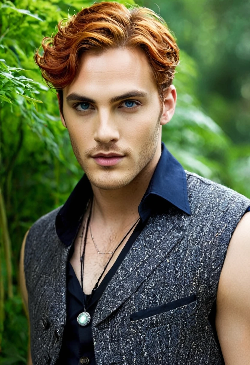  A character from Shadowhunters  .  A 26-year-old son of actors Meryem Uzerli and Jordan Patrick Smith . He has the facial features of both but I inherit Meryem's wavy red hair and Jordan's blue eyes in the shape of Meryem's eye. He has pointed fairy-like ears and a fine tattoo around his string of leafy branches..He has the body of Jordan .  He wears elegantly in a shirt and a hand-woven wool vest in bohemian style .