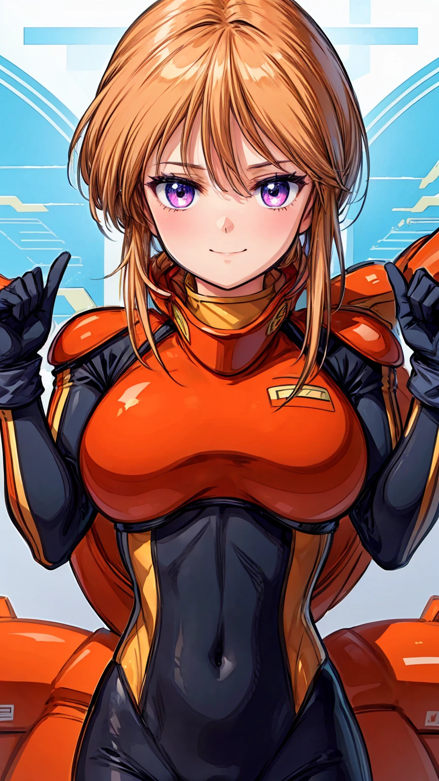  very detailed、Best Quality、Highest quality、masterpiece、8k、Anime Face、 gentle smile、 opens her mouth、lppl2、 pilot suit 、Big Breasts