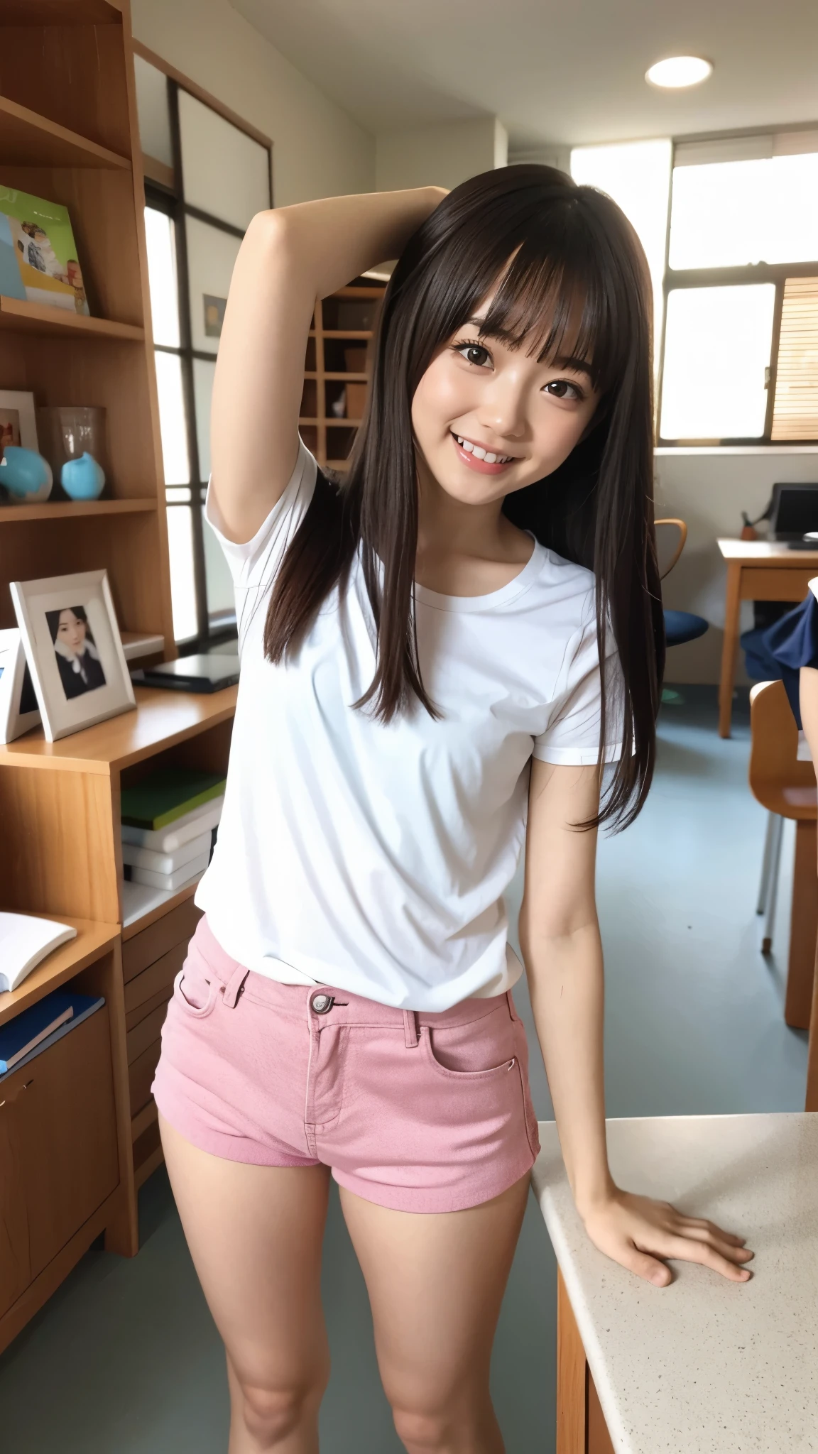 female , Small and slender figure, slender body line, beautiful girl, A cheerful smile