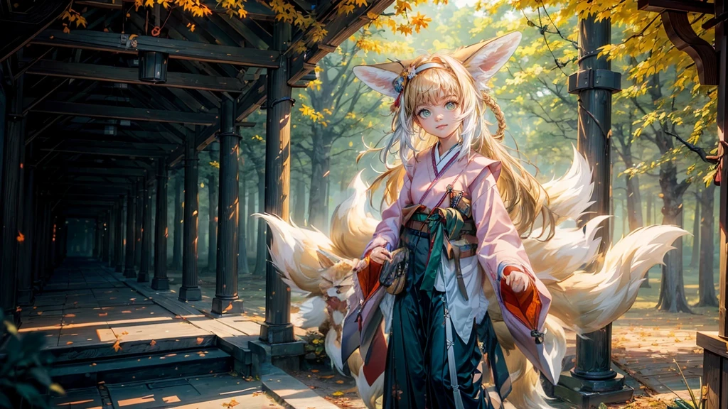 masterpiece, best quality, ultra-detailed,(solo),1girl, suzuran, white kosode, maple trees,((Cute)),maple and mountain, human hand, view from front, look at viewer,Soft lighting ,seductive,(extremely detailed CG unity 8k wallpaper ),A front forrest landscape, bursting with new life and color.