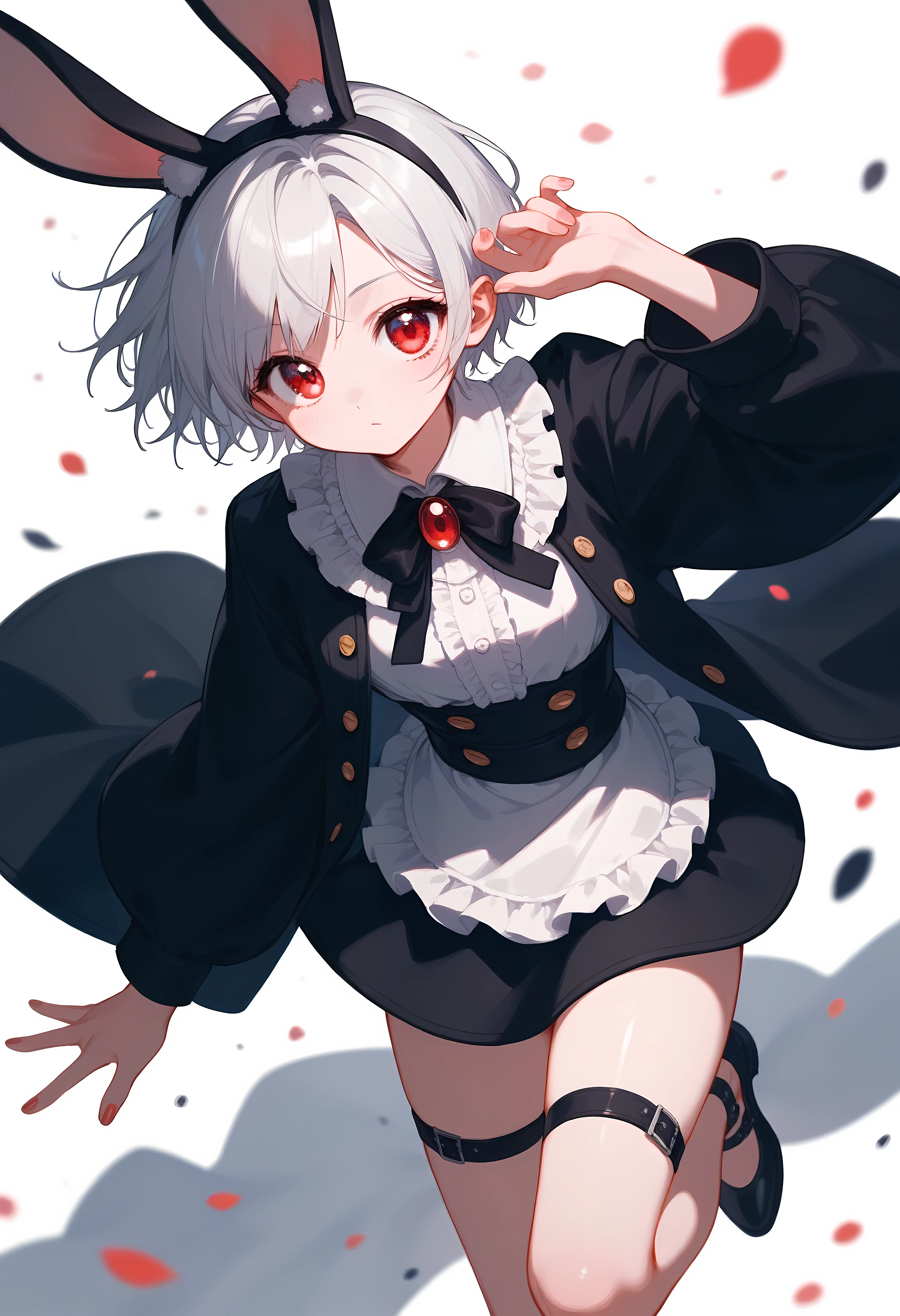 retro cute antique punk , Clear red eyes, Rabbit Ears, pure white frill ...