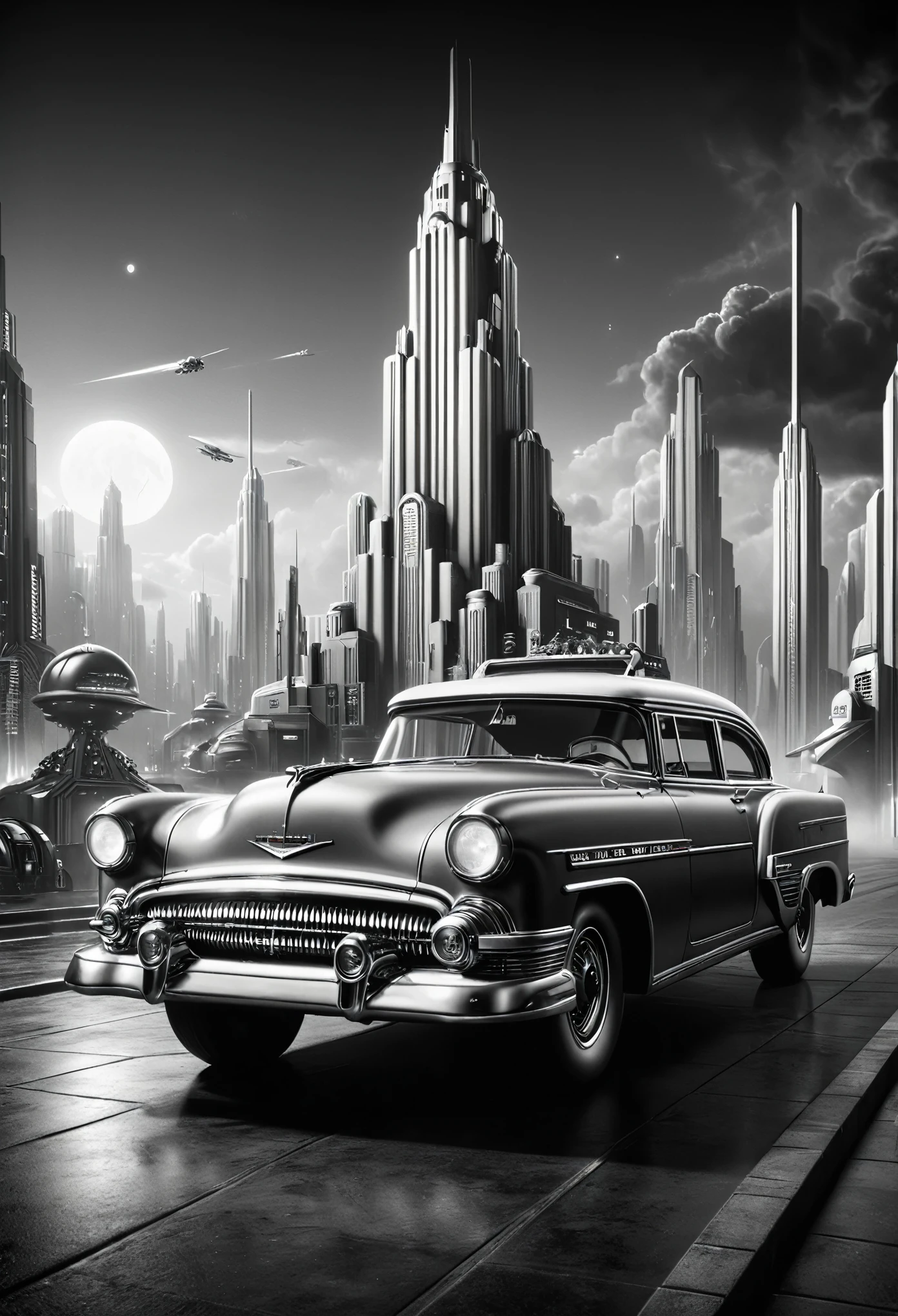 

"a hyper-realist,  burgers  (8k), (better quality,Sharp and clear image), demonstrating the style of ( 1950s Black and White Science Fiction Film Poster Style :1.6). A imagem apresenta (realistic, photorealistic ,  photorealistic s )  elements that create an immersive experience . The attention to detail and  ( ultra-detailed )  rendering make this piece a  (masterpiece:1.2) of art. with your (realistic, photorealistic ,  photorealistic s ) portrait,  the scene transports the viewer to the captivating world of 1950s Black and White Science Fiction Film Posters,  evoking a sense of wonder and wonder ."