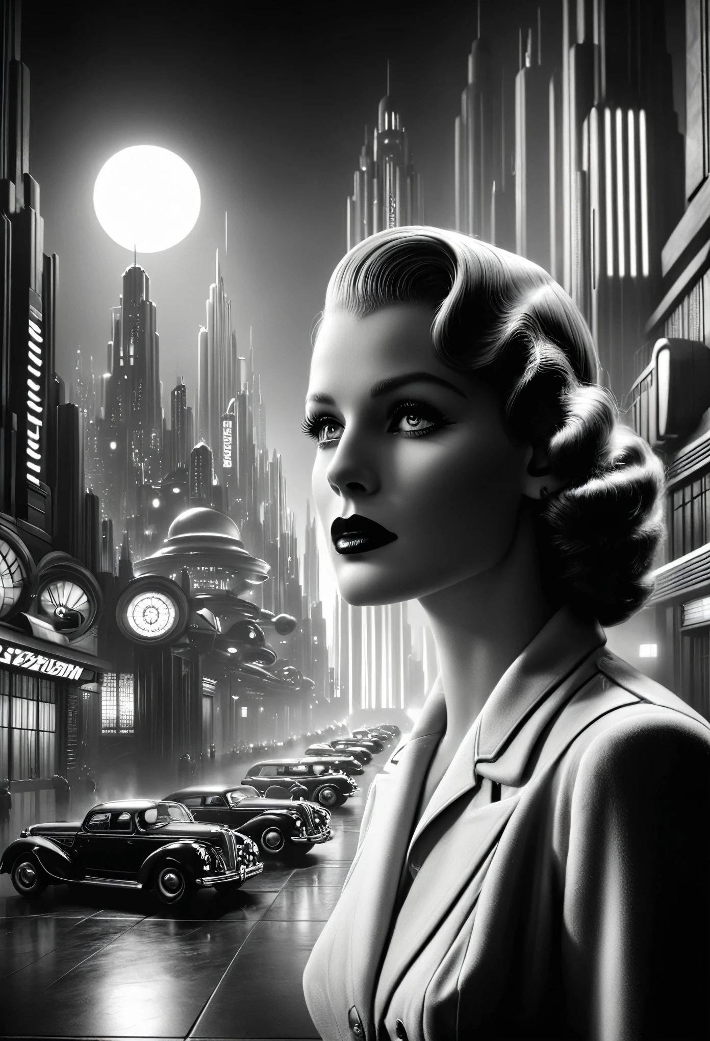 

"a hyper-realist,  burgers  (8k), (better quality,Sharp and clear image), demonstrating the style of ( 1950s Black and White Science Fiction Film Poster Style :1.6). A imagem apresenta (realistic, photorealistic ,  photorealistic s )  elements that create an immersive experience . The attention to detail and  ( ultra-detailed )  rendering make this piece a  (masterpiece:1.2) of art. with your (realistic, photorealistic ,  photorealistic s ) portrait,  the scene transports the viewer to the captivating world of 1950s Black and White Science Fiction Film Posters,  evoking a sense of wonder and wonder ."