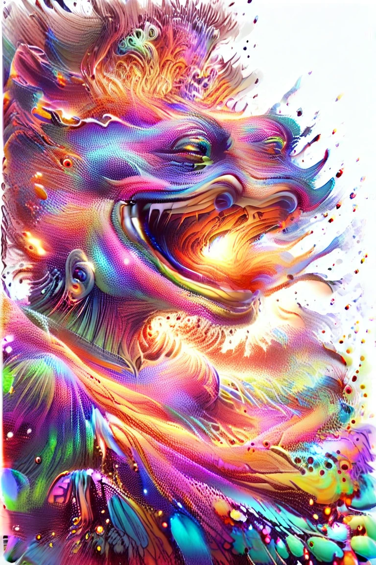 Close up Highly colored painting Fantasy Sketch Imagine Drawing Art T-shirts (((on white background only) (by Karen Griffiths on white background only))), Crazy detail, Intricate detail, Ultra-ooth detail, Cinematic Lighting, Exposure blend, HDR, Color saturated, 8k,