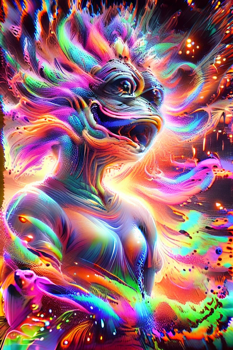 Close up Highly colored painting Fantasy Sketch Imagine Drawing Art T-shirts (((on white background only) (by Karen Griffiths on white background only))), Crazy detail, Intricate detail, Ultra-ooth detail, Cinematic Lighting, Exposure blend, HDR, Color saturated, 8k,