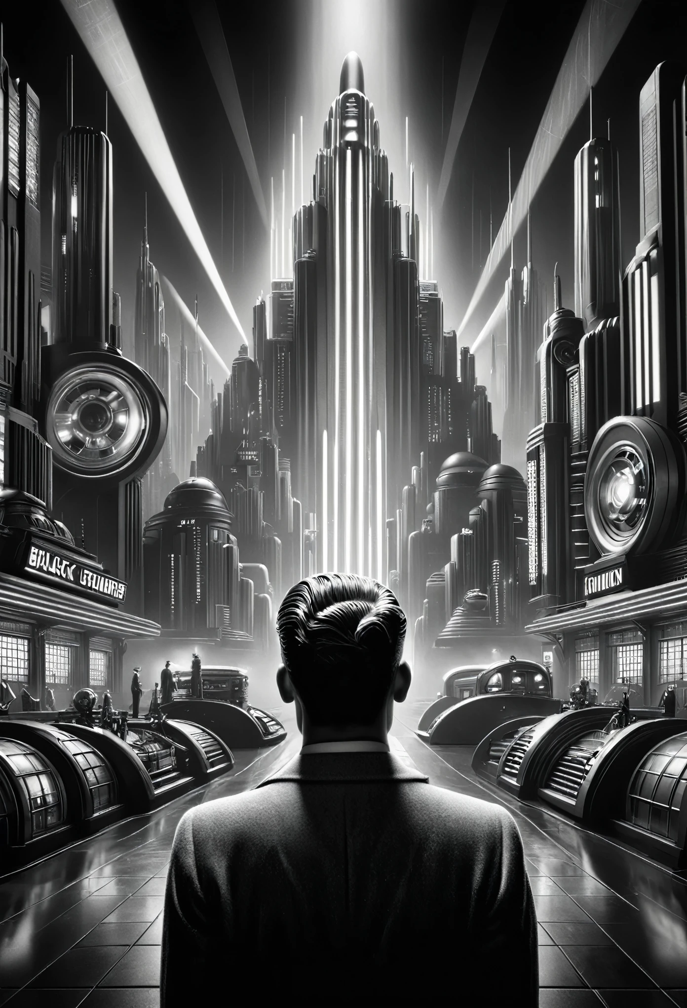 

"a hyper-realist,  burgers  (8k), (better quality,Sharp and clear image), demonstrating the style of ( 1950s Black and White Science Fiction Film Poster Style :1.6). A imagem apresenta (realistic, photorealistic ,  photorealistic s )  elements that create an immersive experience . The attention to detail and  ( ultra-detailed )  rendering make this piece a  (masterpiece:1.2) of art. with your (realistic, photorealistic ,  photorealistic s ) portrait,  the scene transports the viewer to the captivating world of 1950s Black and White Science Fiction Film Posters,  evoking a sense of wonder and wonder ."