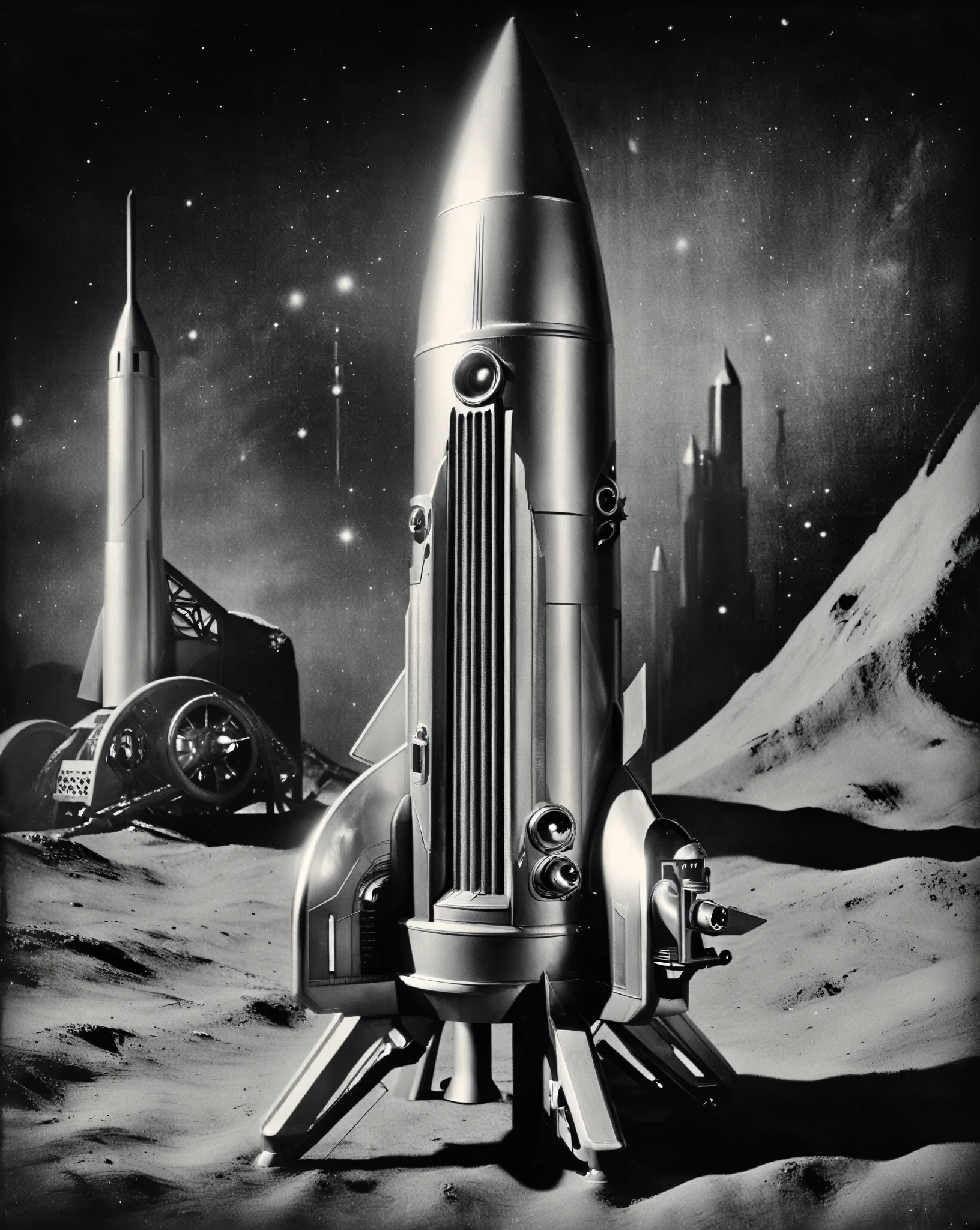 1 girl,Photo of a retro rocket_futurist, in space, sci-fi , 