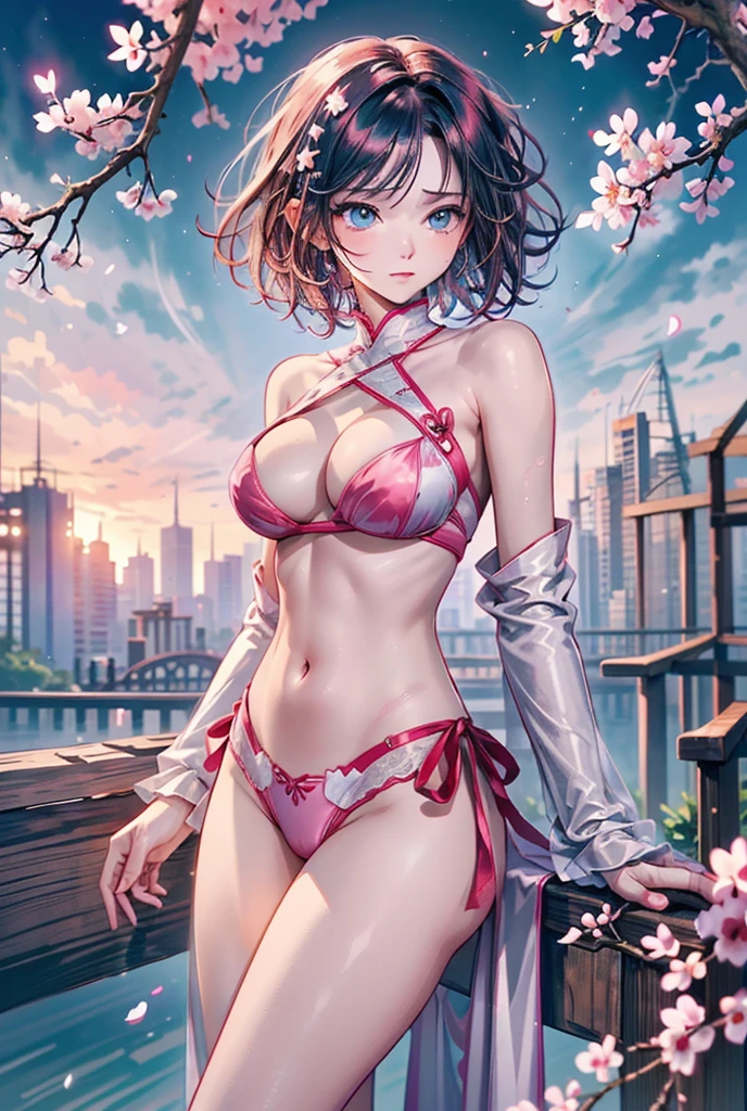 best quality:1.5), (ultra-detailed:1.5), (()), ((best quality)), (high resolution), (illustration), (an extremely delicate and beautiful), (ultra detailed beautiful face and eyes), 1girl, leaning forward sharp focus, ray tracing, 1girl, silky hair, multicolored hair, Whitehair(innercolorCherryblossom )background(sakura tree, fantasy ), eye color(White pink, high definition,)inner eye (sakura),volumetric lightning, super_long_hair,naked looking_all(score_9:1.2), (score_8_up:1.2), (score_7_up:1.2),solo,Perfect anatomy,(one cute girl:1.3),(Line art:1.3),(Soft atmosphere:1.3),perfect anatomy,(A soft anime-style image capturing a delicate and ephemeral atmosphere),Enhance the anime screencap by adding a watercolor background, further elevating the dreamy and ethereal aesthetic. This scene, now rendered in 16k wallpaper resolution, merges the delicate beauty of the girl with pale skin and natural hair with a soft, lush watercolor landscape.The natural big breast  ,super intricately designed transparent Micro bikini lingerie and her captivating eyes are set against a backdrop that mimics the fluid, blending colors of a watercolor painting, adding a layer of artistic depth and emotion. The perspective from above at a dutch angle, combined with the watercolor effect, creates a composition that feels like a floating, dream-like world, glowing aura around her are now part of a canvas that blends reality with imagination, inviting the viewer to step into a tranquil world of soft hues and poetic beauty, all encapsulated within a serene, BREAK,(best quality:1.3),(best masterpiece:1.3),(very aesthetic:1.2),(absurdres:1.2),newest,(intricate details:1.2),ai-generated,absurdres extremely detailed CG,depth of field,dynamic angle,dynamic pose、groin、heavy  weapon(sword)
muscular female, fit, abs, leg muscles, arm muscle、