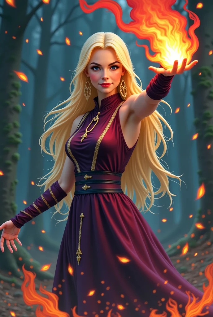 four pictures of character in different poses, pixel character a beautiful sorceress with long blond hair wearing watemelon dress casts a fireball in a dynamic pose without background, concentration, cold atmosphere, a bizarre mix of colors