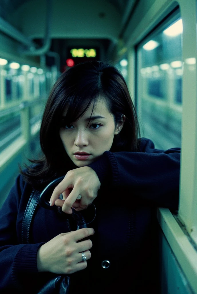 A woman with a mysterious face on a train、 Yamanote Line 、  Super High Quality  、Psychological horror