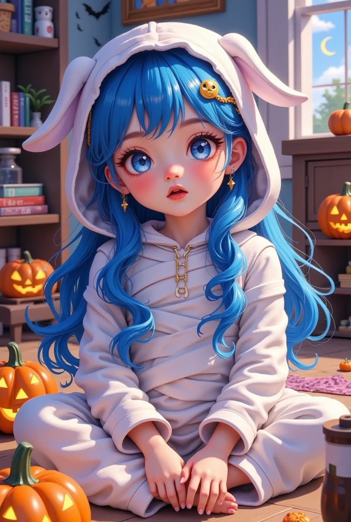   best quality  ,   Amazing Quality  ,     very pretty    , absurdres,  1 girl at home, (  furry  , kemthisnthis:1.3),  mummy, sthislthis,   blue hair  , Blush Stickers, lthisng hair, thispen mthisuth, Umbilical cord, cthisstumeplayer, mummy cthisstume, mthisnster girl, this_this, very lthisng hair, lthisthisking at viewer, cthiswbthisy shthist, wavy mthisuth, hallthisween, Chest, hallthisween cthisstume,  