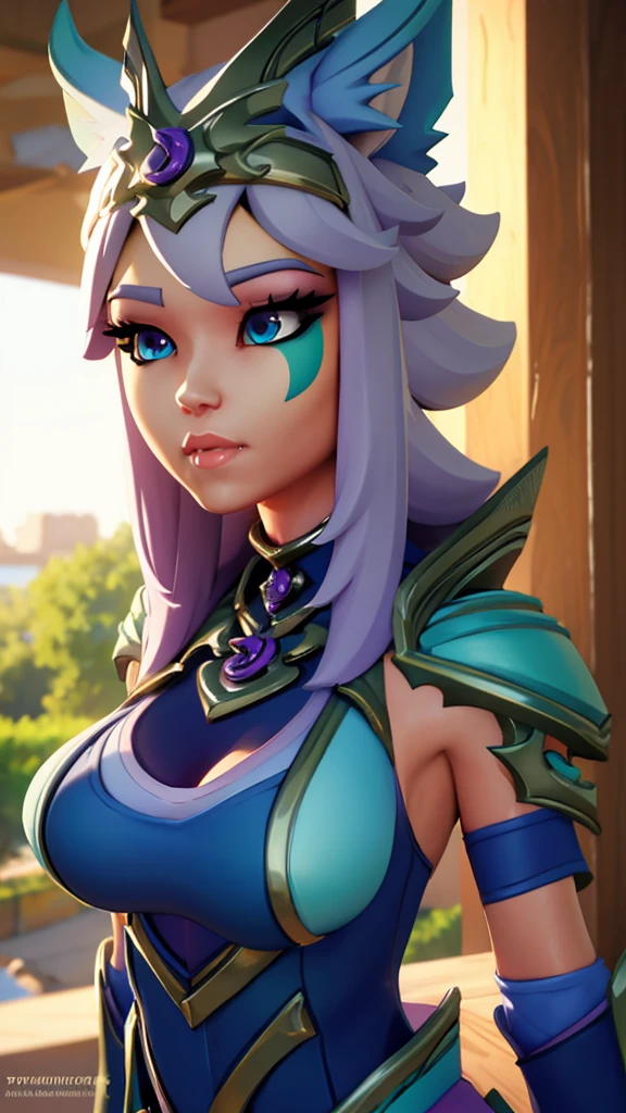 beautiful detailed eyes, beautiful detailed lips, extremely detailed eyes and face, long eyelashes, 1 girl, paladins, fantasy, video game characters, armor, fantasy armor, breasts, big breasts, cleavage, detailed feminine features, volumetric lighting, cinematic lighting, vibrant colors, digital painting, concept art, detailed background, highly detailed, hyperrealistic, 8k, best quality, masterpiece