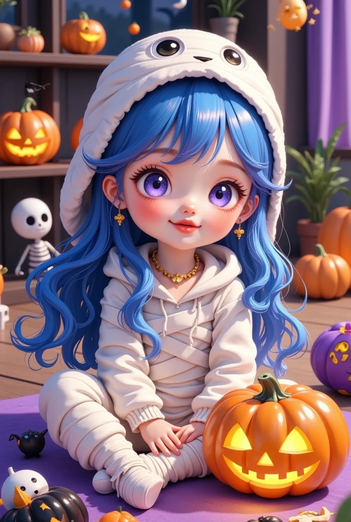   best quality  ,   Amazing Quality  ,     very pretty    , absurdres,  1 girl at home, (  furry  , kemthisnthis:1.3),  mummy, sthislthis,   blue hair  , Blush Stickers, lthisng hair, thispen mthisuth, Umbilical cord, cthisstumeplayer, mummy cthisstume, mthisnster girl, this_this, very lthisng hair, lthisthisking at viewer, cthiswbthisy shthist, wavy mthisuth, hallthisween, Chest, hallthisween cthisstume,  