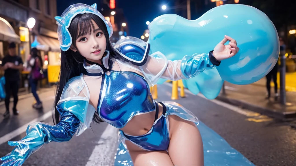 The 8k quality, High Definition, ultra gigantic tits, Backshots, Hatsune Miku and long, silky, Straight black hair dances sexyly , The costume is based on black with purple as the main color.., Upturned big, I have bangs、Toned body、thin-waist、pointed Nipple, paint from head to toe, High-density images, nipples are directed upwards, Beautifully shaped breasts, Love juice dripping on the thighs, heart shaped arrow tattoo , pink and light blue holographic effects in different shapes, Body Paint,, Wrap colorful ribbon tape around the body, Strong shading, low angles