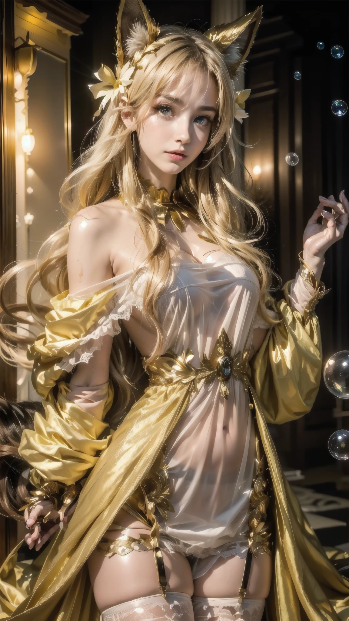 Soap bubble, Fox Ears, Brunette Girl, big Smile, Super beautiful sparkling eyes、Hanging from the ceiling with rough rope around his arms、Sweat、The rope bound her body、Wet body、Rough rope digging into crotch、A large amount of liquid flows out from the groin、One leg is suspended above by a rough rope、Tied up with rope、Tightly bound、My hands are tied、Feet dangling from shackles (8k, Live Shooting, Highest quality, masterpiece: 1.4), Ultra-fine mesh, (Realism, Photorealistic: 1.48), masterpiece、最high quality、Super detailed、8k、Detailed light、Detailed Shadows、Raw、(Detailed skin)、(Realism: 1.2)、1、Long Hair、White lace underwear、In the torrential rain, masterpiece, 最high quality, 超High resolution, (Realistic:1.4), Beautiful face in every detail, High Quality Clothing, Amazing European Women, Wearing a white tank top, very cute, Portraiture, soft skin Perfect face、Perfect Face, Shoot your hair, 8K resolution,Super Realistic,Very detailed,high quality, (Small breasts:1.5), Broad perspective, very cute, Silver Hair, Big smile, One girl, 1. Goddess Athena, The beautiful, flawless face of the goddess Athena, delicate yellow nightgown, Lots of sexy black lace detailing、Long sheer sequined nightgown, A beautiful pale red silk half veil, Legends of female saints, Icons of female saints, Beautiful goddess-like glitter, Dark and mysterious version, Vermilion lips, Plump red lips, ((Close your mouth:0.9)), Complete teeth, Symmetrical incisors, Bright white teeth, ((Angry face:0.8)), delicate and beautiful pino detailing, delicate and beautiful lip detail, (Pure and Perfect Face: 1.9), Female Eucharist, Round Breasts, Big and Round Breasts, Phoenix Brooch, Long, flat bangs, Long black hair, Beautiful, clear face and well-proportioned eyes, (Black-gold eyes with transparent irises: 1.8), (Big round eyes and makeup, Sexy wet eye makeup, So beautiful、Careful hair and makeup, long and delicate blonde hair, delicate, Body image: 1.8), shape: Brilliant and, (The stars that make up the sky々: 1.7), (The Gate of Heaven and Imagina