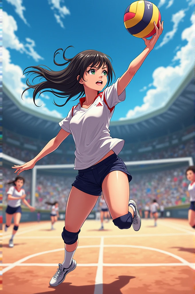 beautiful girl single ponytail sports looking back running anime two-dimensional shoujo
