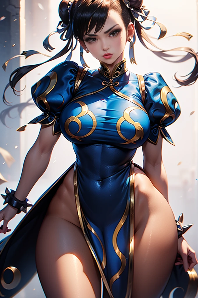 Nico Robin wearing Chun Li's classic outfit,Masterpiece, ONE PIECE, best quality, ultra detailed, 8k, !( beautiful wearing Chun li's classic outfit, perfect body, big thighs )