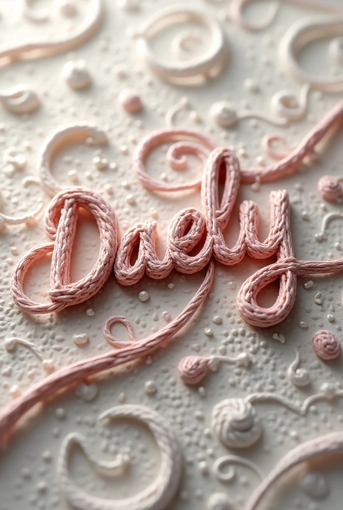 Create an elegant logo inspired by crochet fabric and threads with the name DAELY in 3D
