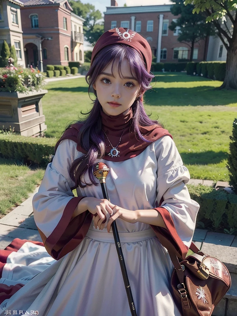 .cute.masterpiece, Best Quality, dq pom, Red Hood,  Purple Hair, Robe,  upper body, Holding Staff、
Ultra high resolution,(masterpiece, best quality:1.4), (8k, raw photo, photo realistic:1.2), shiny skin, detailed skin, detailed face, long eyes, 