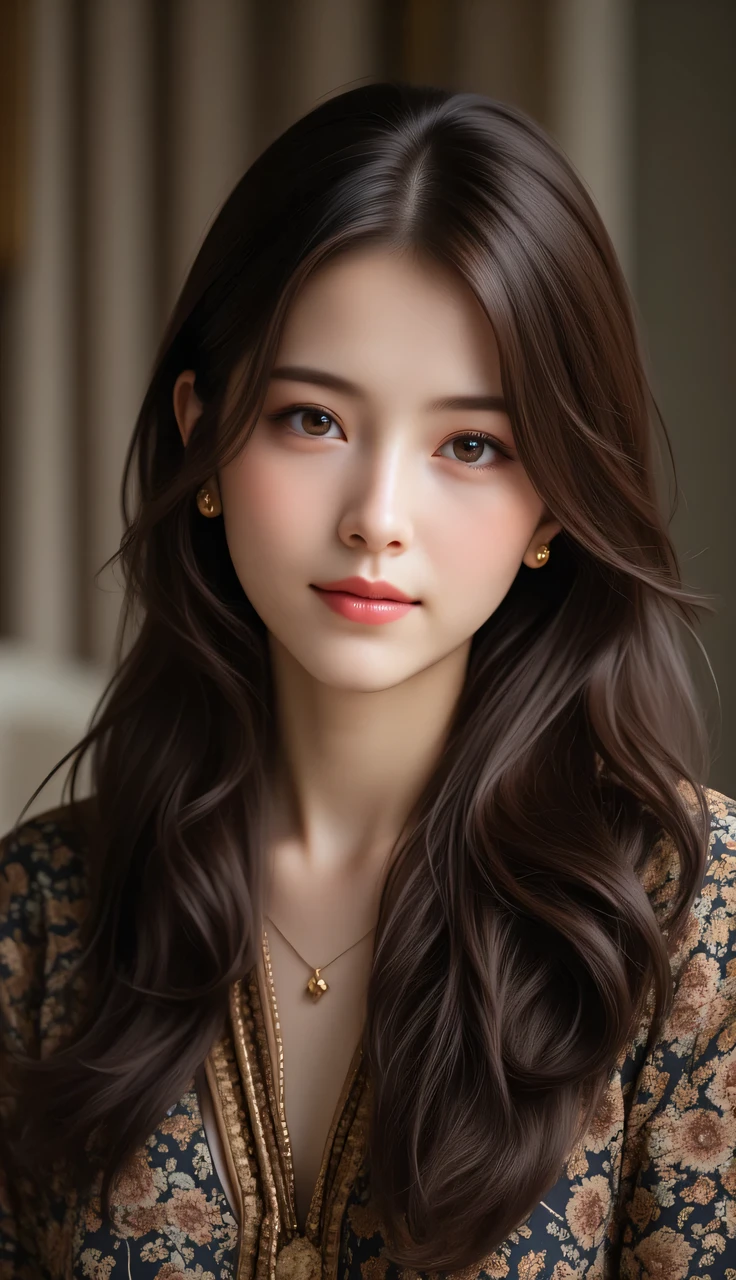 Exuding an aura of maturity that is both alluring and sophisticated, her poised presence is a testament to her seasoned wisdom. Her hairstyle, whether classic or contemporary, is always impeccably styled to complement her elegant attire. The calmness in her eyes underlines her composed demeanor, while her smile is a soft invitation that speaks volumes of her inner peace and confidence.