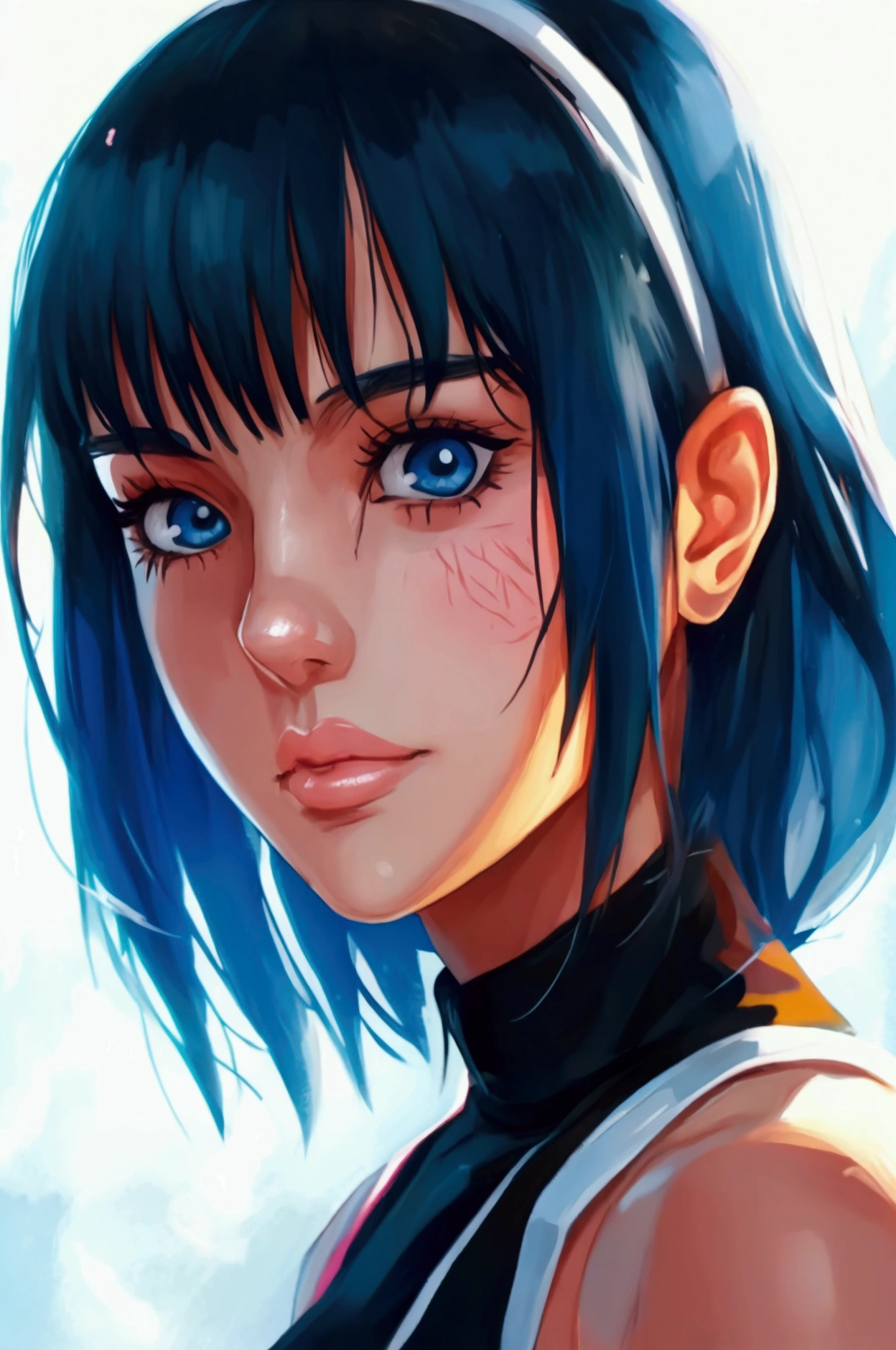  Hinata Hyuga from Naruto ,anime,beautiful detailed eyes,beautiful detailed lips, extremely detailed eyes and face ,long eyelashes,Shy expression,white eyes,Byakugan activated,Pale complexion,ninja outfit,soft smile,blue hair and eyes,calm and serene background,subtle lighting,medium:ANIME STYLE,soft color palette,realistic shading,high resolution, ultra-detailed ,professional,vivid colors.