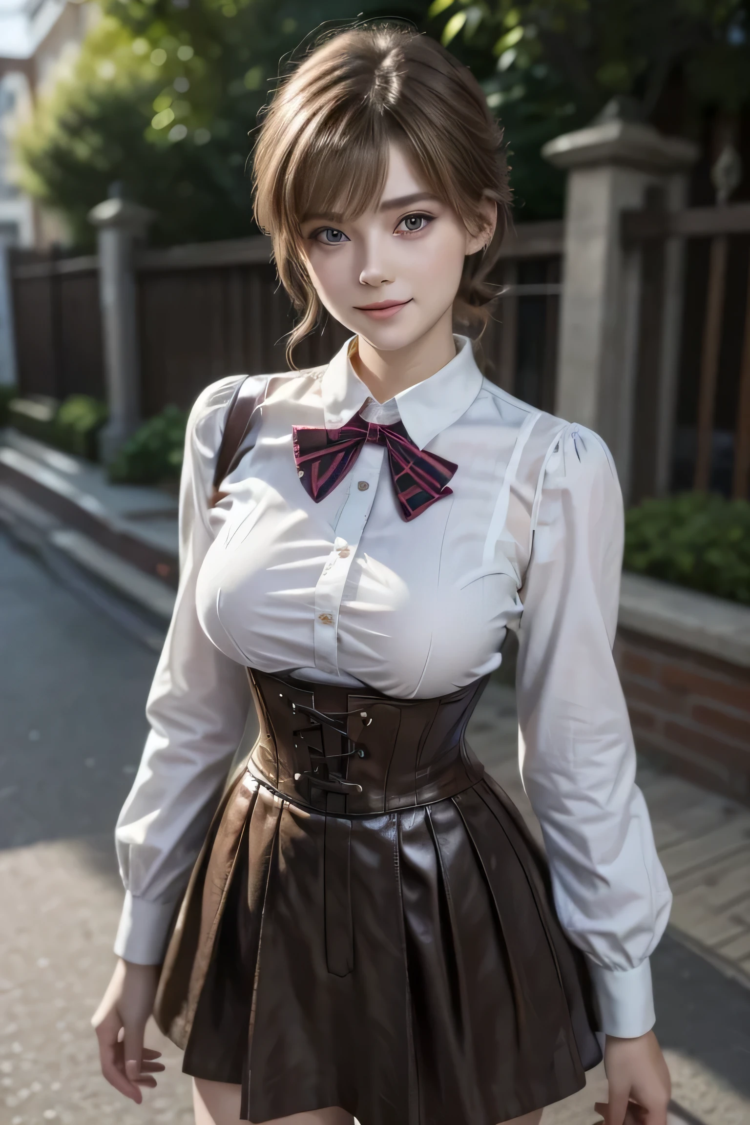 Brown shoulder belt. Brown belt.
