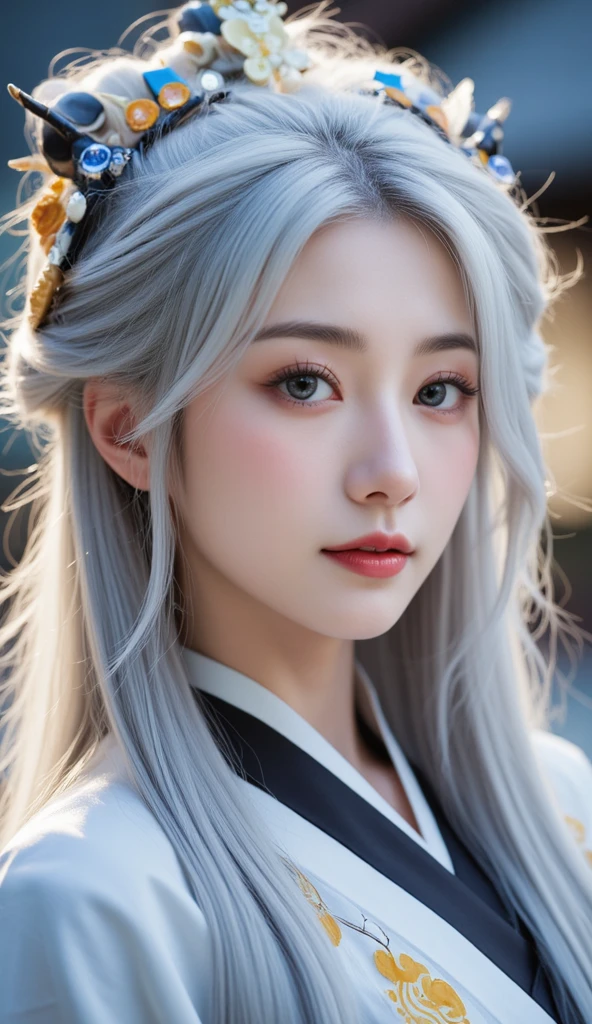 un gros plan d&#39;une femme portant une robe noire et un casque doré, beau rendu de la dynastie Tang, palais ， une fille en hanfu, une belle impératrice fantastique, tendance sur cgstation, inspiré de Du Qiong, par Yang J., style chinois, oeuvre d&#39;art dans le style de guweiz, inspiré de Lan Ying, belle peinture de personnage