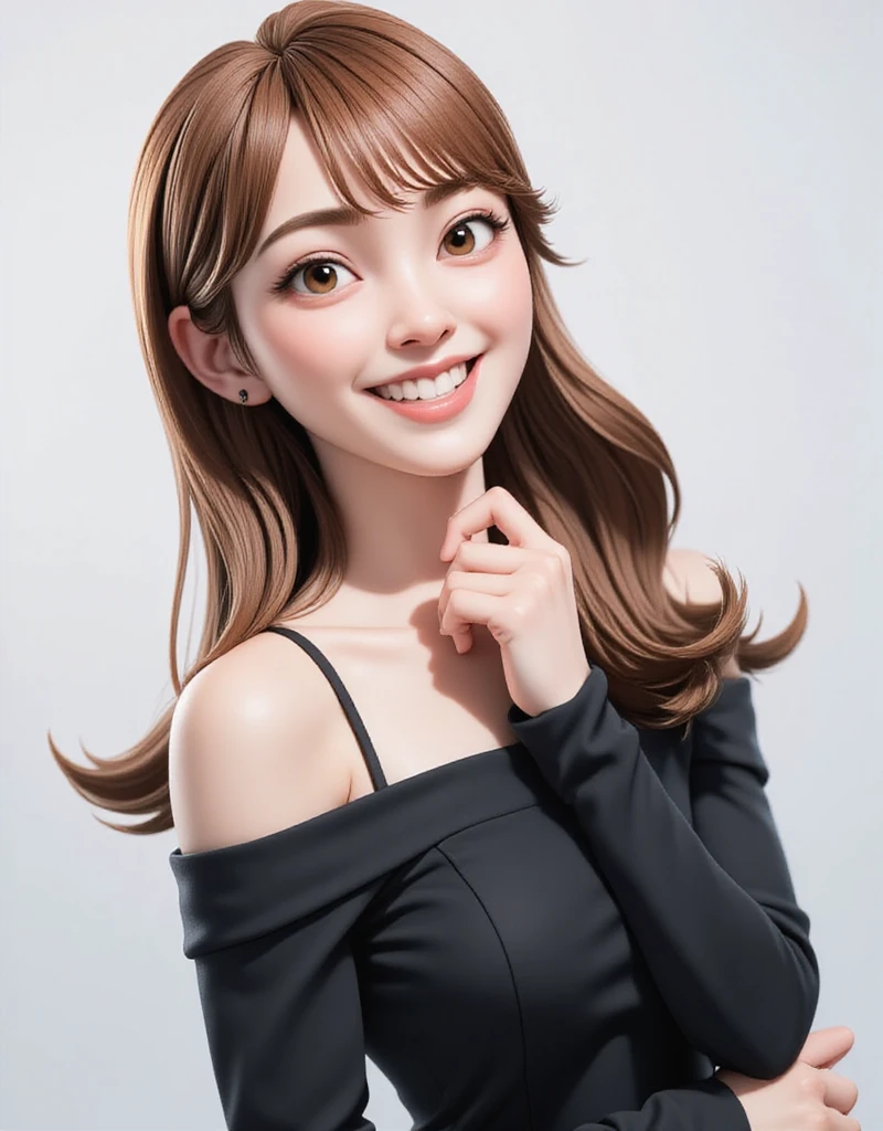 (((Black clothes))), 1girl, 25years old woman, (perfectly detailed face), cute face, ((Healthy and slim body)), beautiful face, ((looking at viewer)), Simple Background, ((white background)), ((white wallpaper)), White skin, (bright lighting:1.2), perfect lighting, photorealistic, (bokeh), UHD, anatomically correct, masterpiece, best quality
