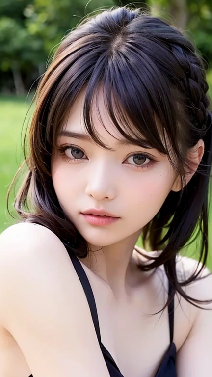 (Best Quality、8k、32K、masterpiece)、(RAW photo)、(Realisticな)、( Kampala)、 very detailedな、 very pretty face and eyes、 one girl playing pranks、Round and small face、Delicate body、(close、Best Quality、 rich skin texture 、Best Quality、8k)、 very detailed、(Realistic、Realistic:1.37)、 bright color, (Random hair style:1.6, Random hair color:1.2),  Natural Skin Textures 、,Pores、、 must be detailed enough to be easily identified。 The skin needs to look uniform and healthy 。 Use natural light and color, Sad expression,  look at the camera,  Perfect Dynamic Composition , Outdoor