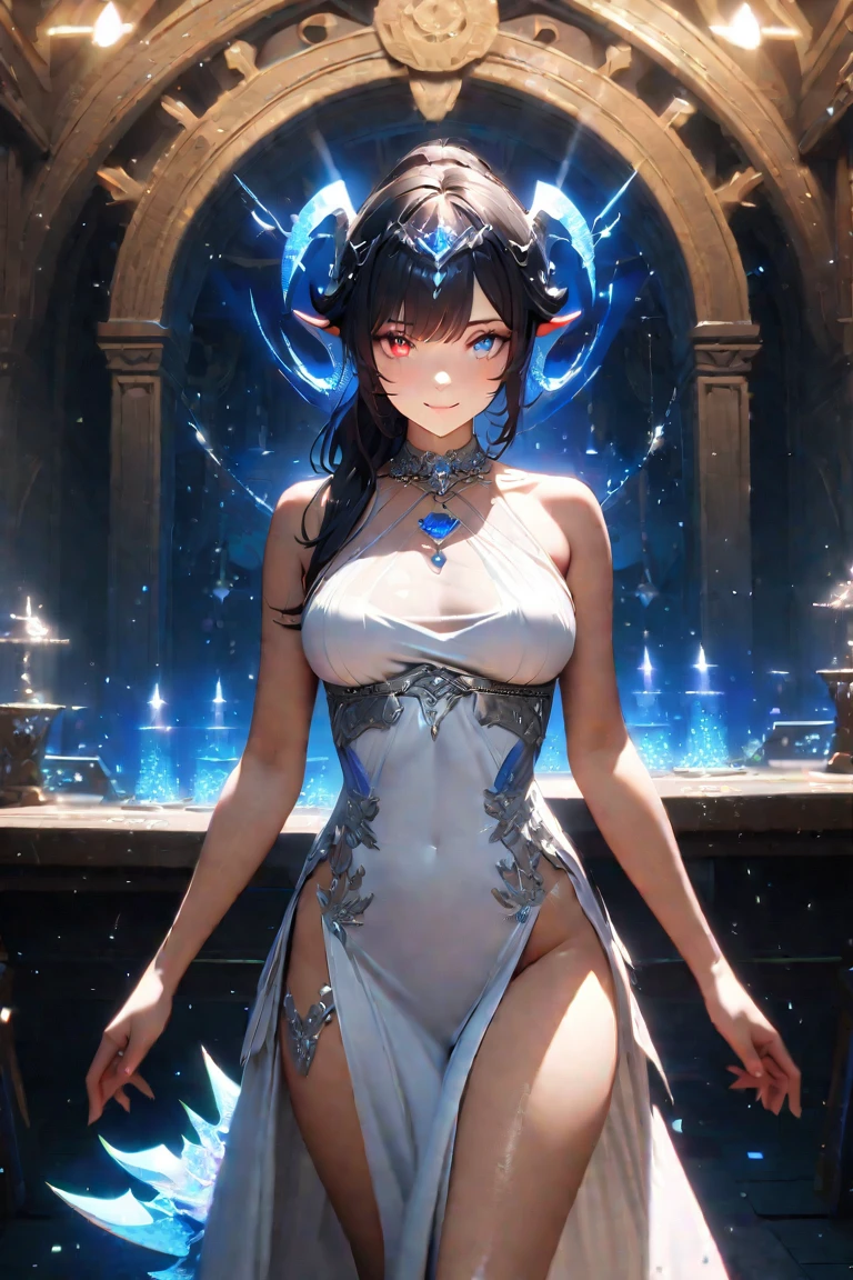 absurdres, RAW photo, extremely delicate and beautiful, masterpiece, Best Quality, ultra high resolution, 32k, hyperrealistic, ultra-detailed, perfect anatomy, anatomically correct, perfect figure, Perfect Style, Perfect balance, in her 20s, very small head, very small face, delicate facial features, tearful mole, earring, very huge round breasts, full body shot, medium hair, (outdoor:1.2), jiangshi,